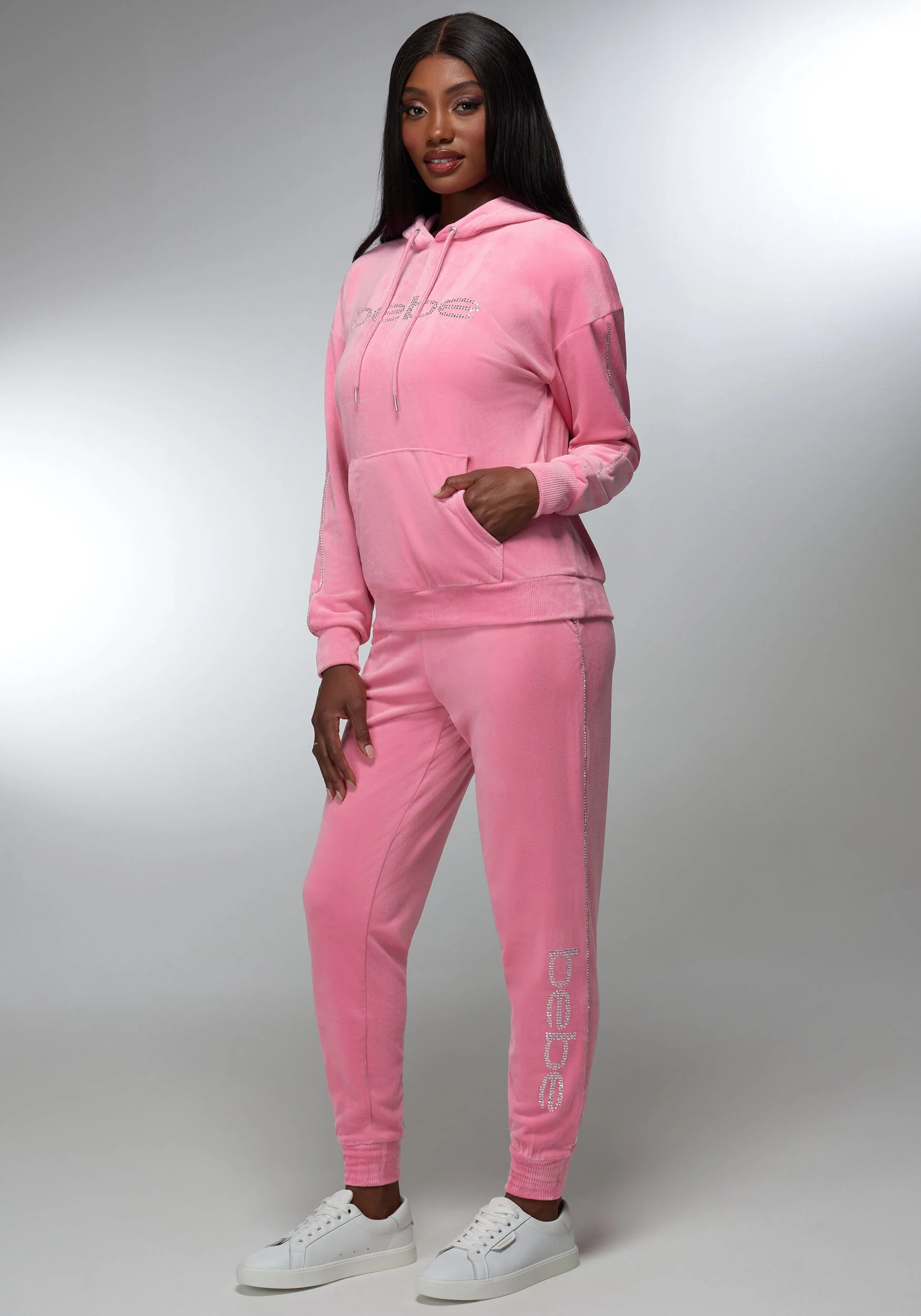 Rhinestone Detail Velour Jogger - Image 2