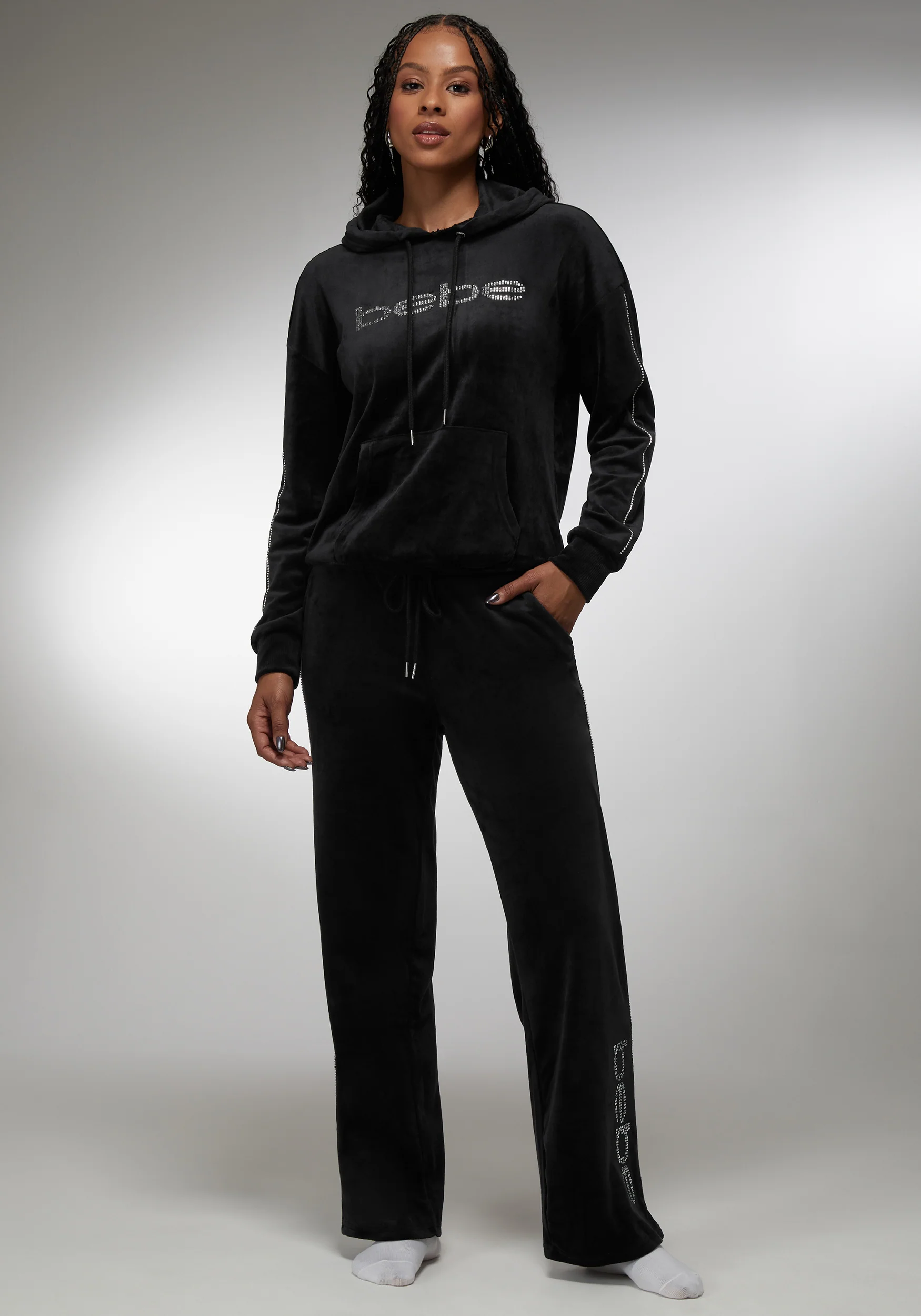 Rhinestone Detail Velour Pant - Image 3