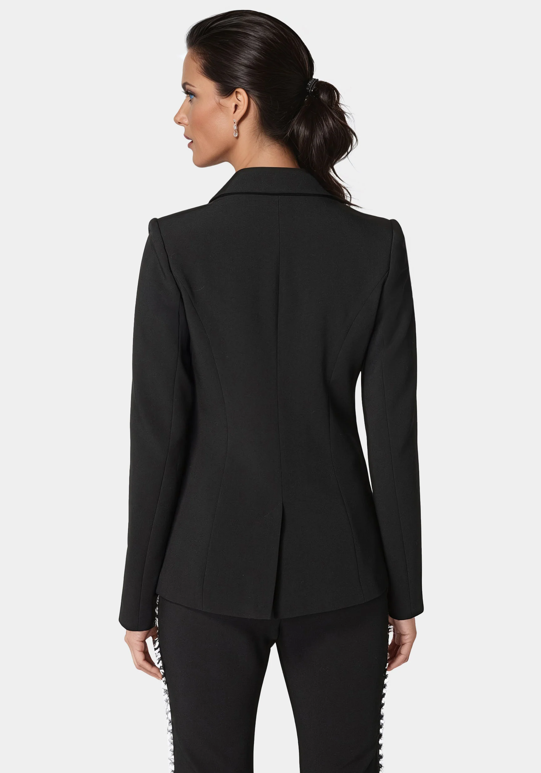 Rhinestone Detail Woven Twill Blazer - Image 3