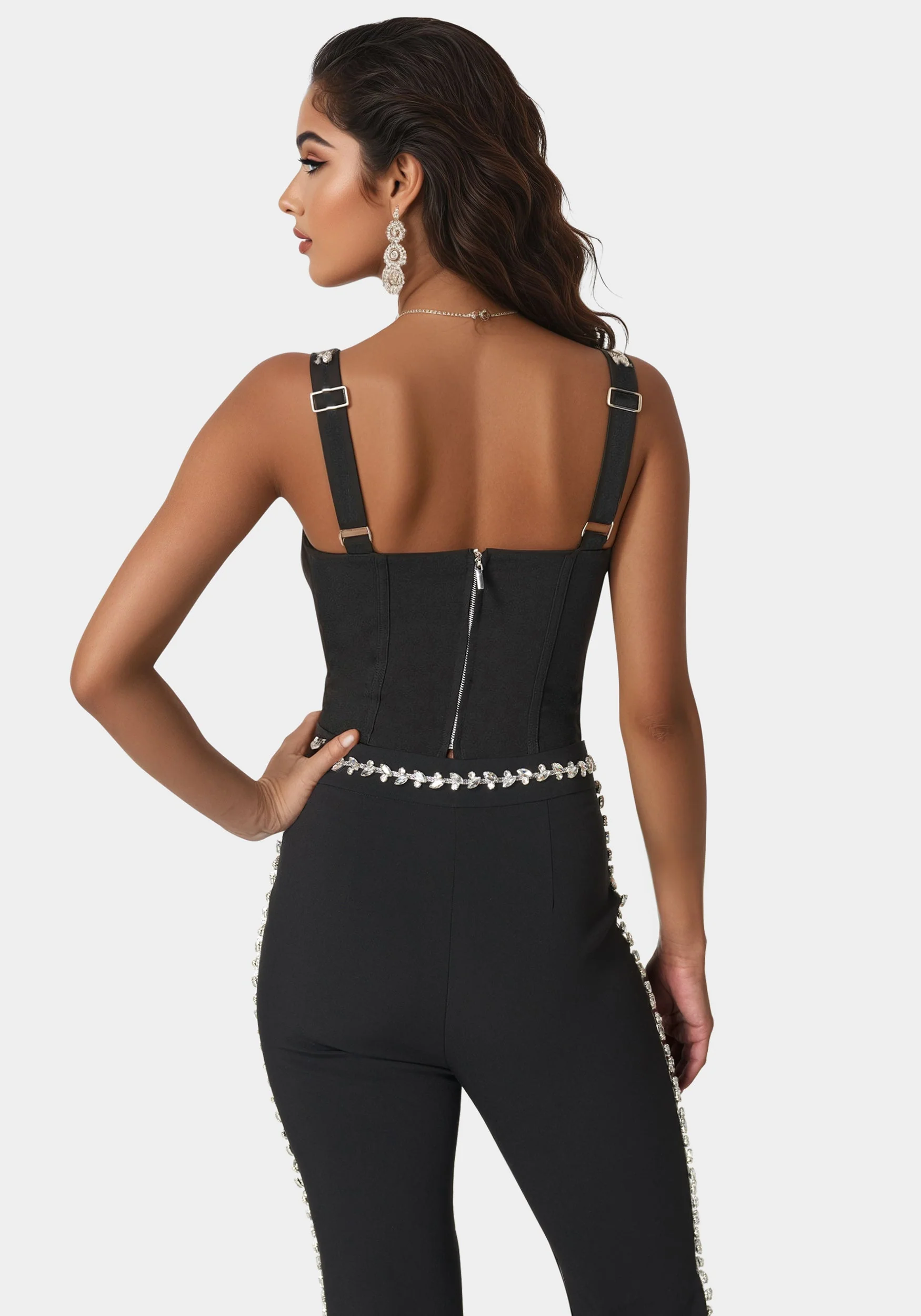 Rhinestone Detail Woven Twill Corset - Image 3