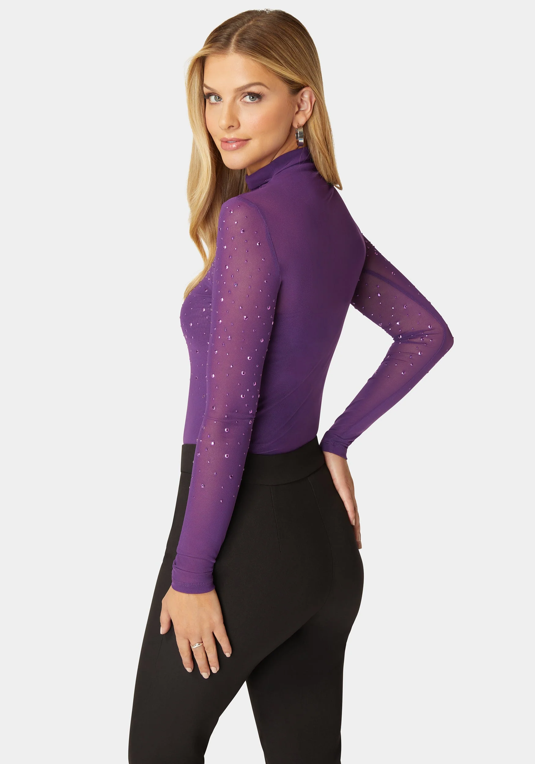 Rhinestone Embellished Mesh Top & Cami - Image 3