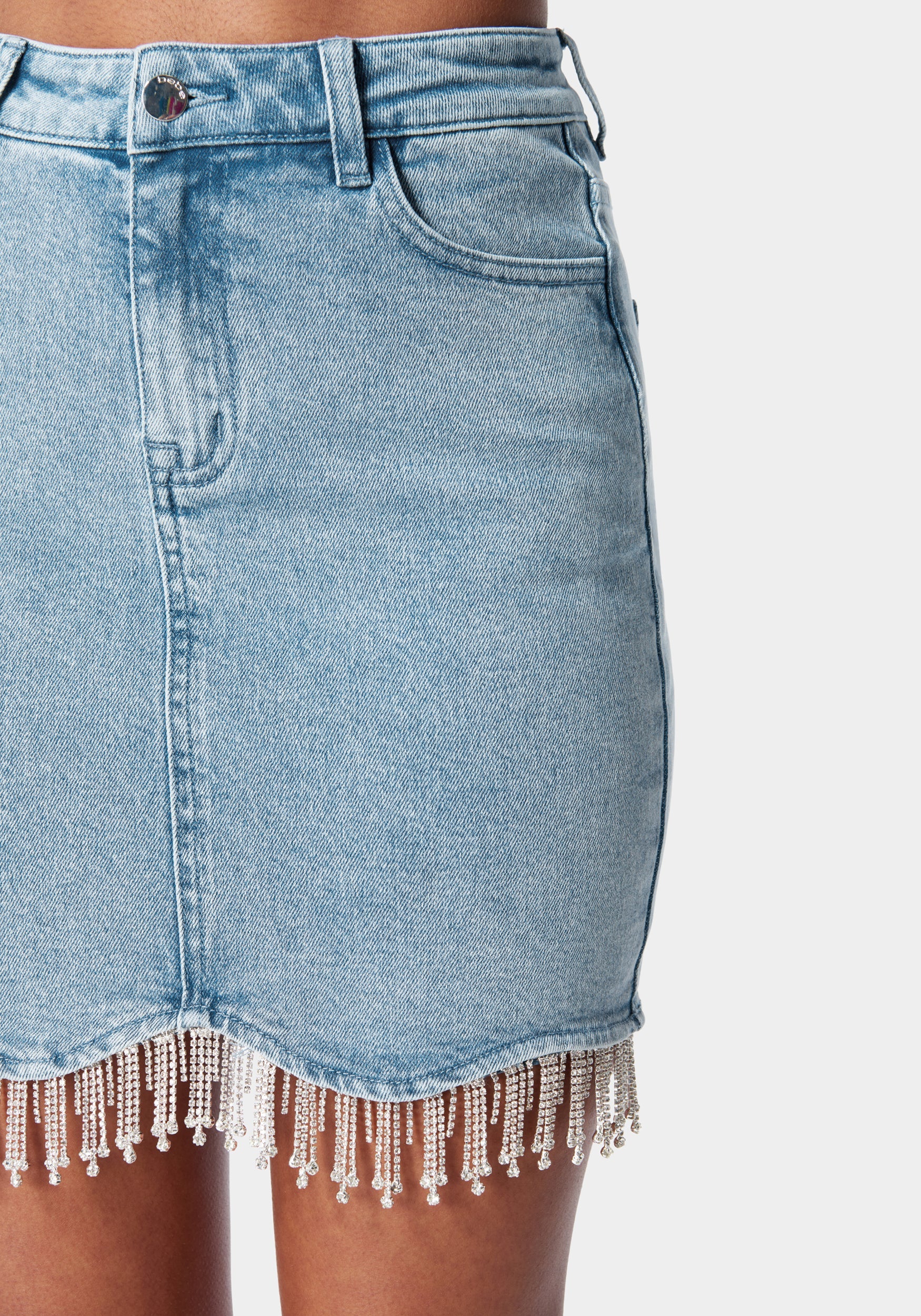 Rhinestone Hem Denim Skirt - Image 4