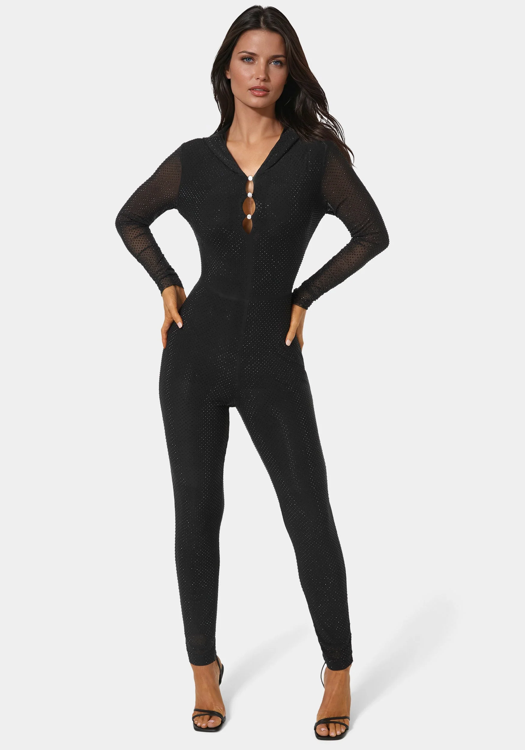 Rhinestone Hooded Catsuit - Image 3