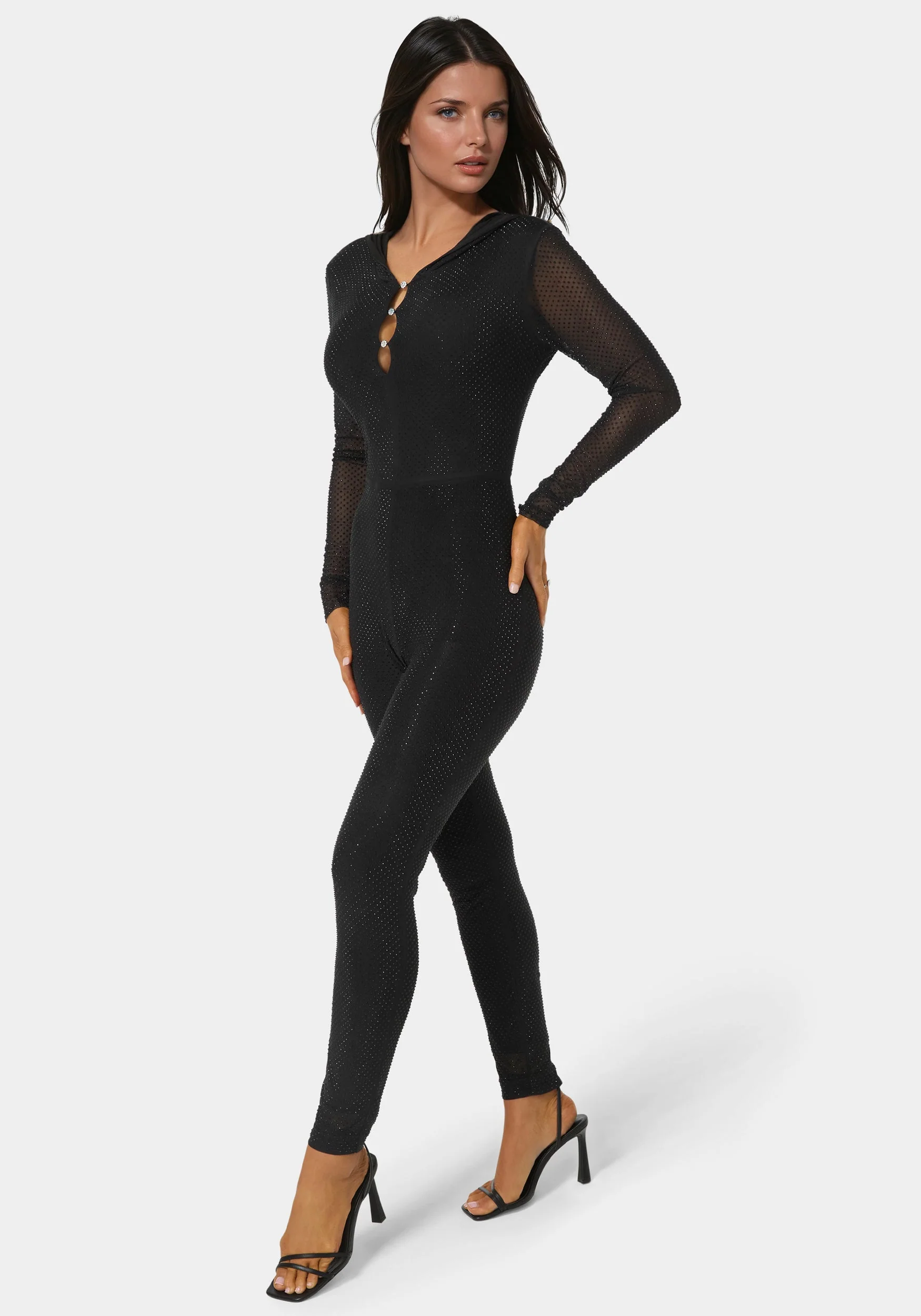Rhinestone Hooded Catsuit - Image 4