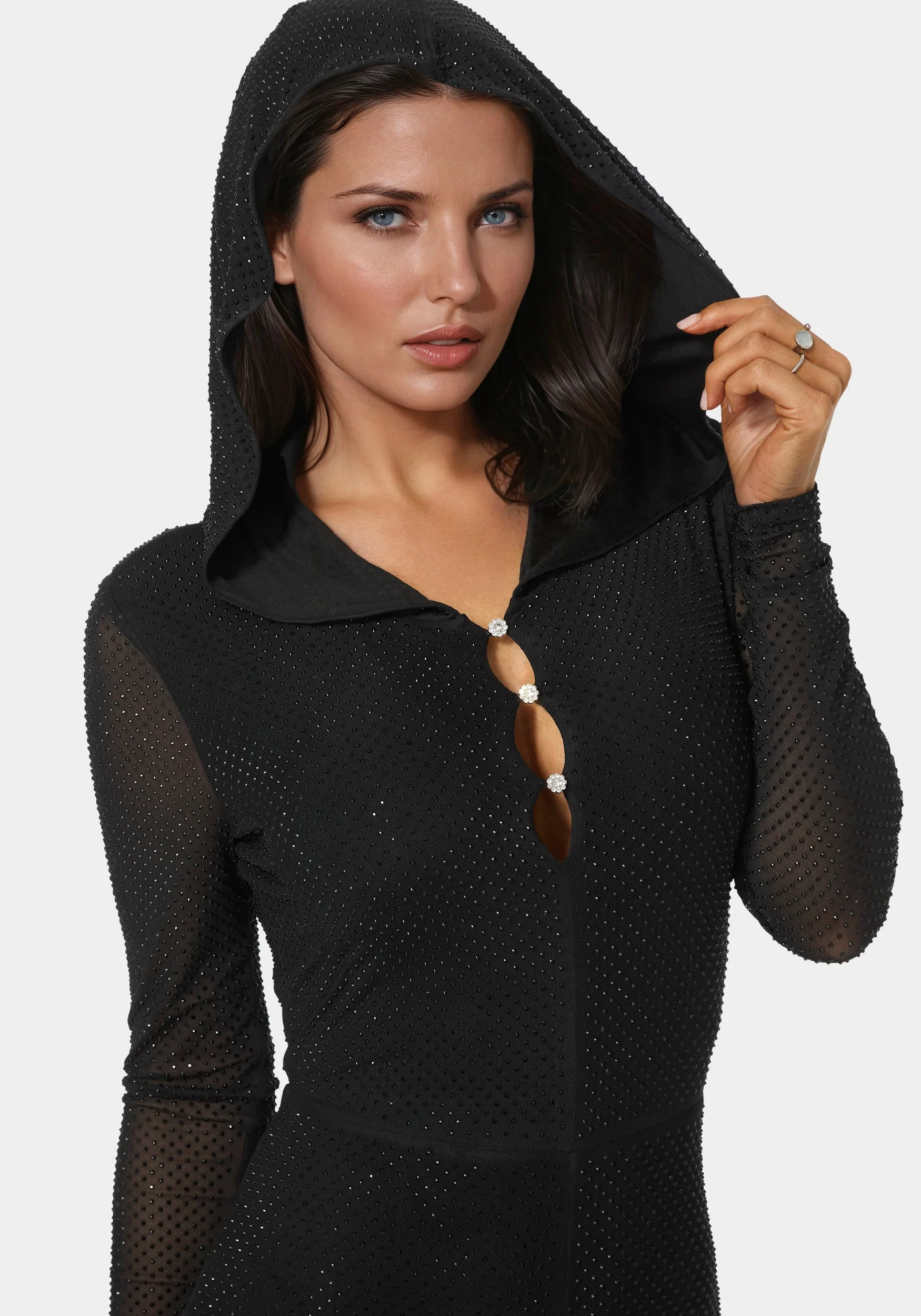Rhinestone Hooded Catsuit - Image 5