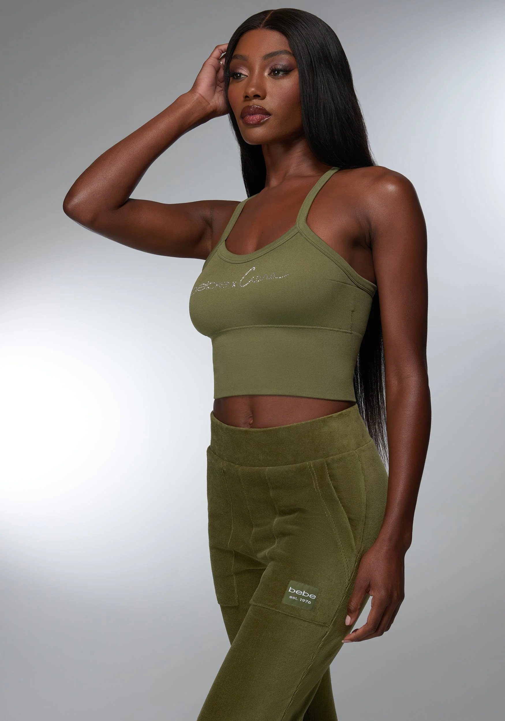 Rhinestone Logo Bra Tank - Image 2