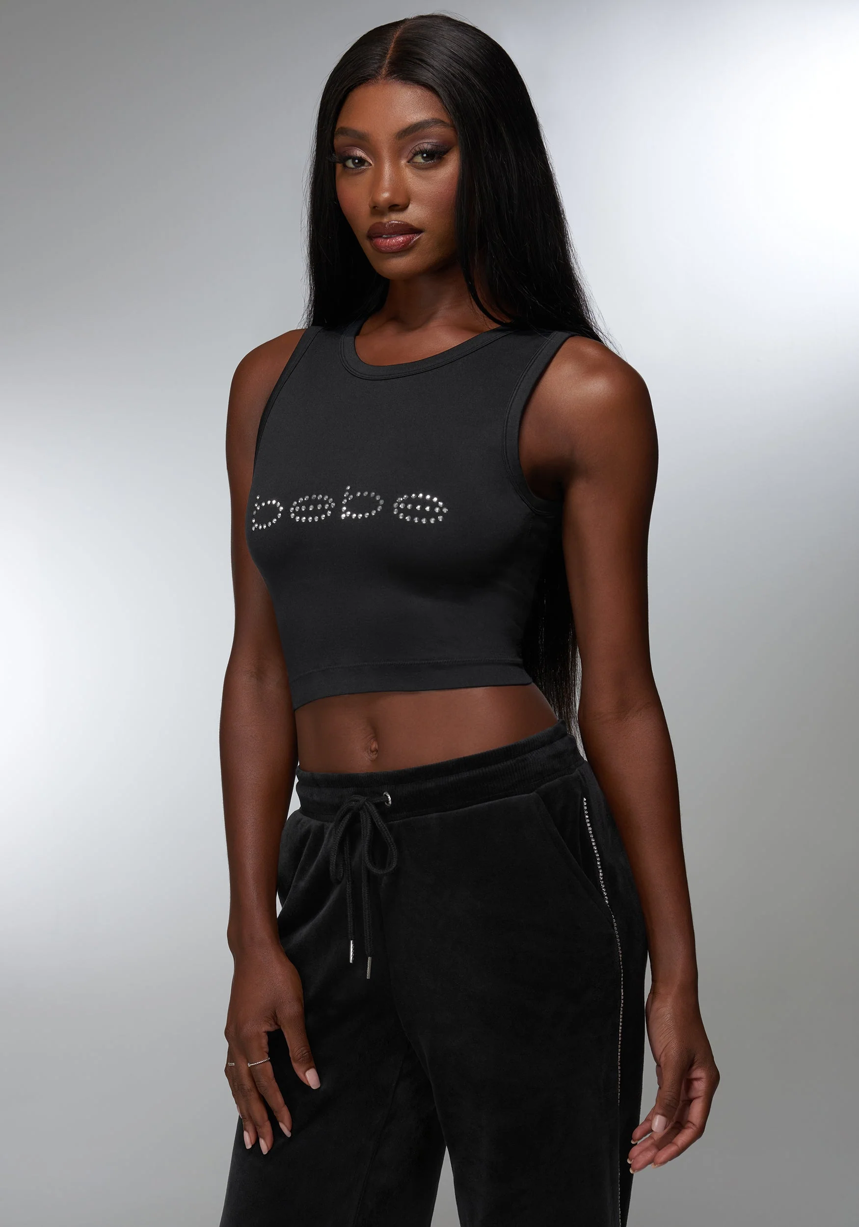 Rhinestone Logo Cropped Tank - Image 2