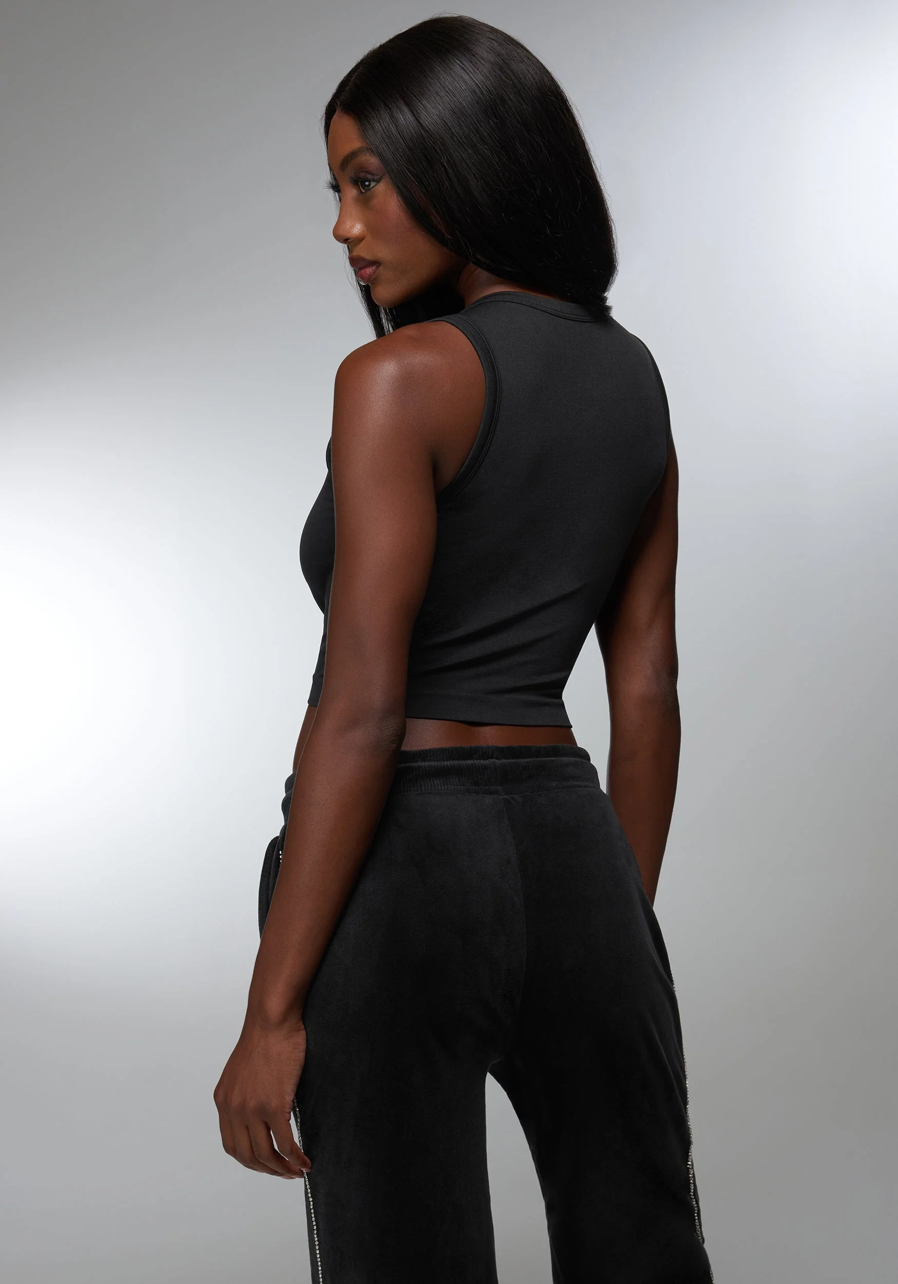 Rhinestone Logo Cropped Tank - Image 3