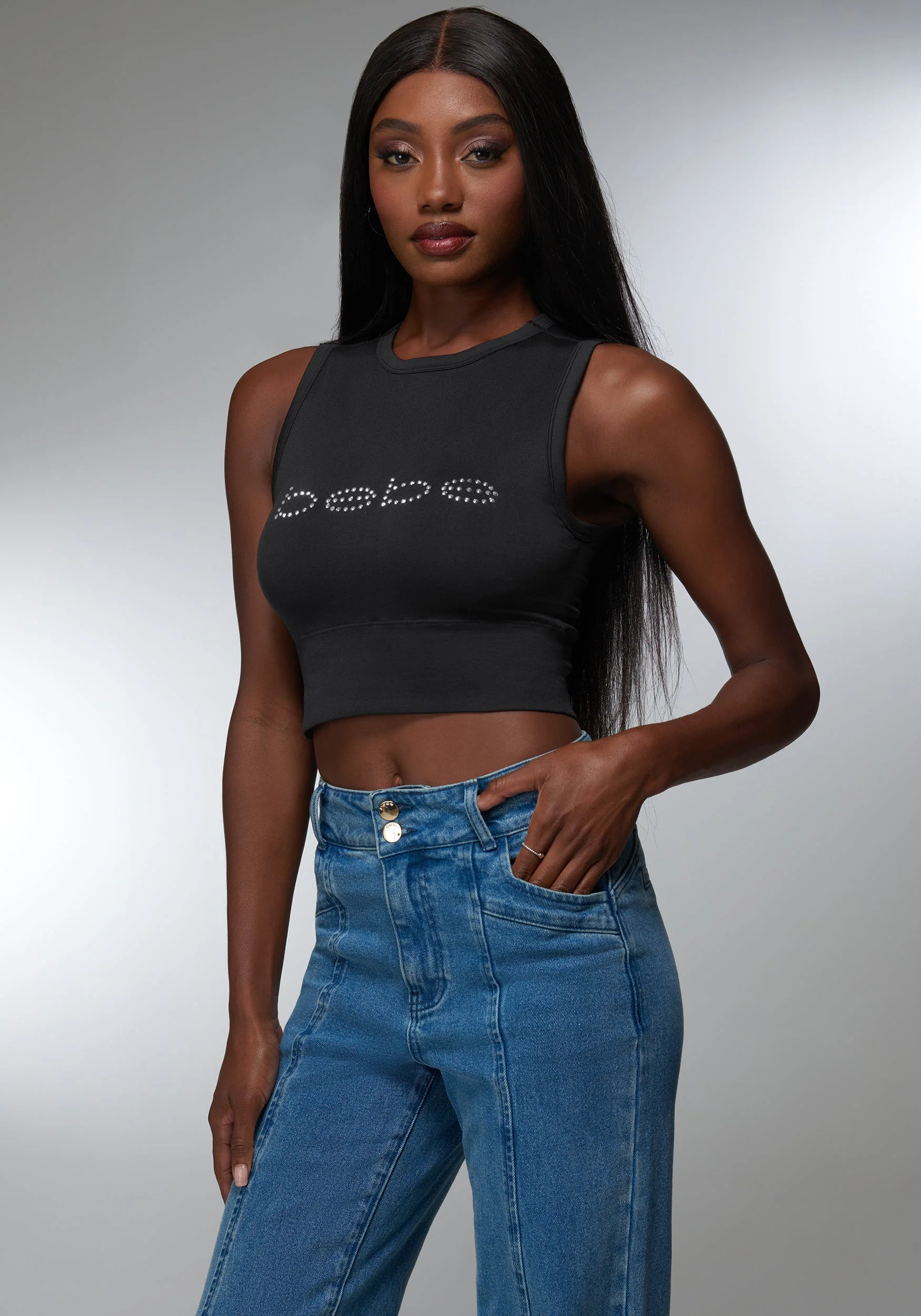 Rhinestone Logo Demi Cup Tank - Image 2