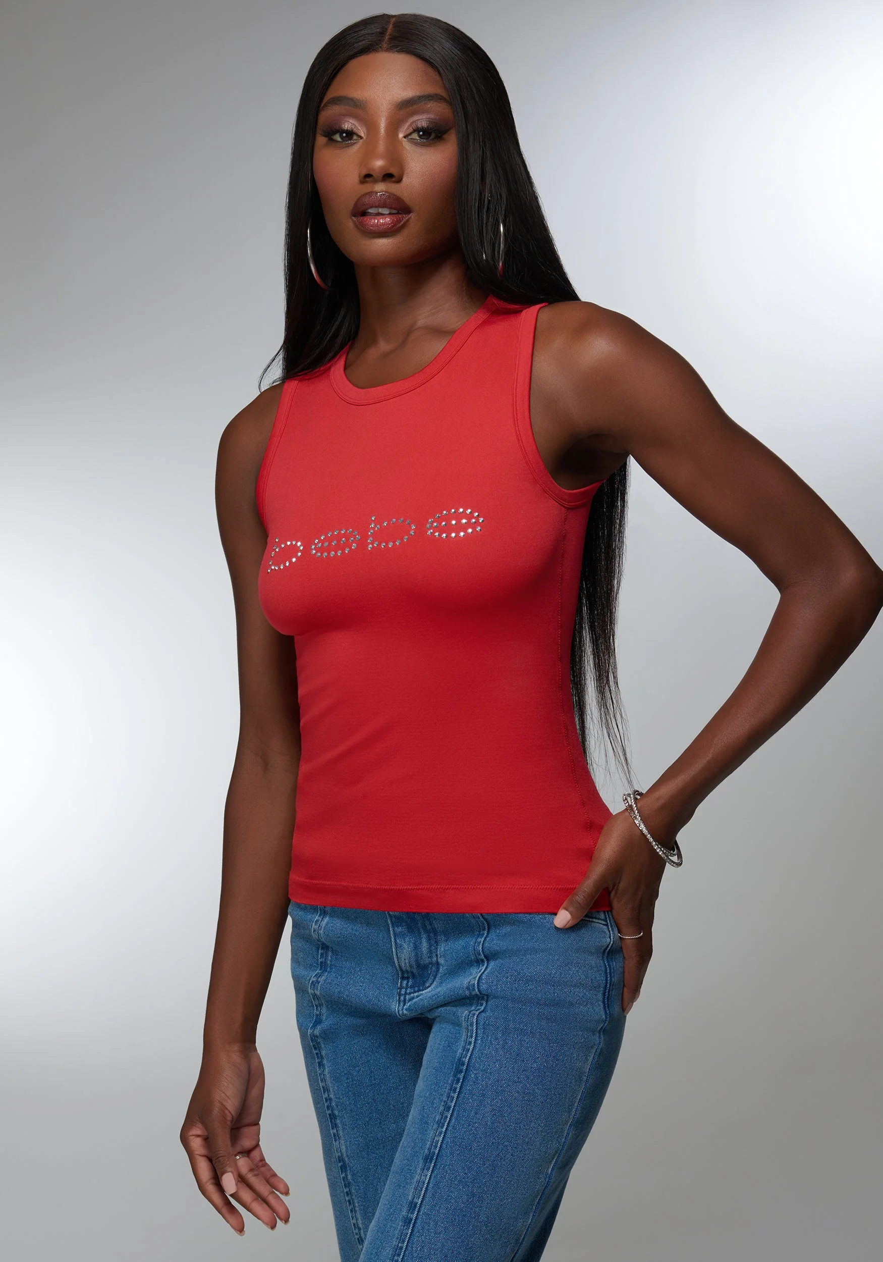 Rhinestone Logo Double Front Tank - Image 2