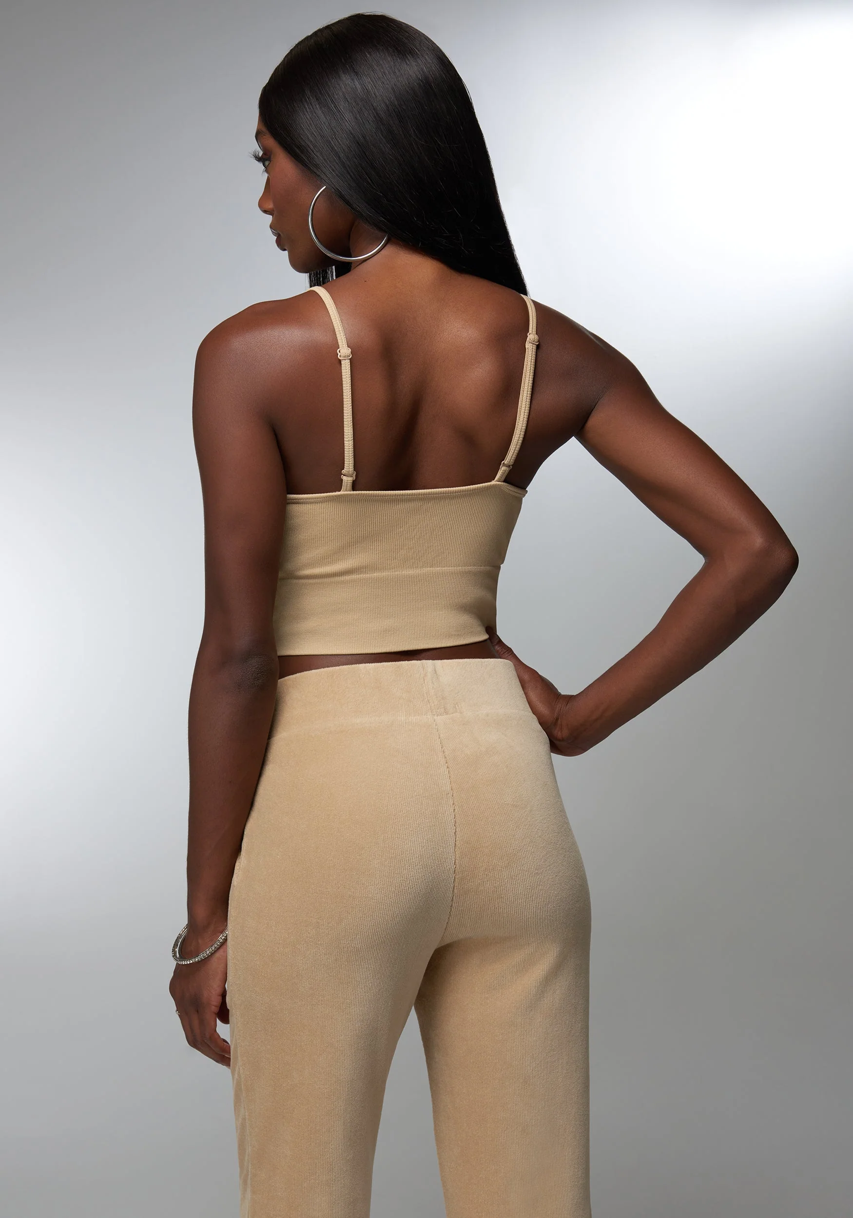 Rhinestone Logo V Neck Bra Tank - Image 4