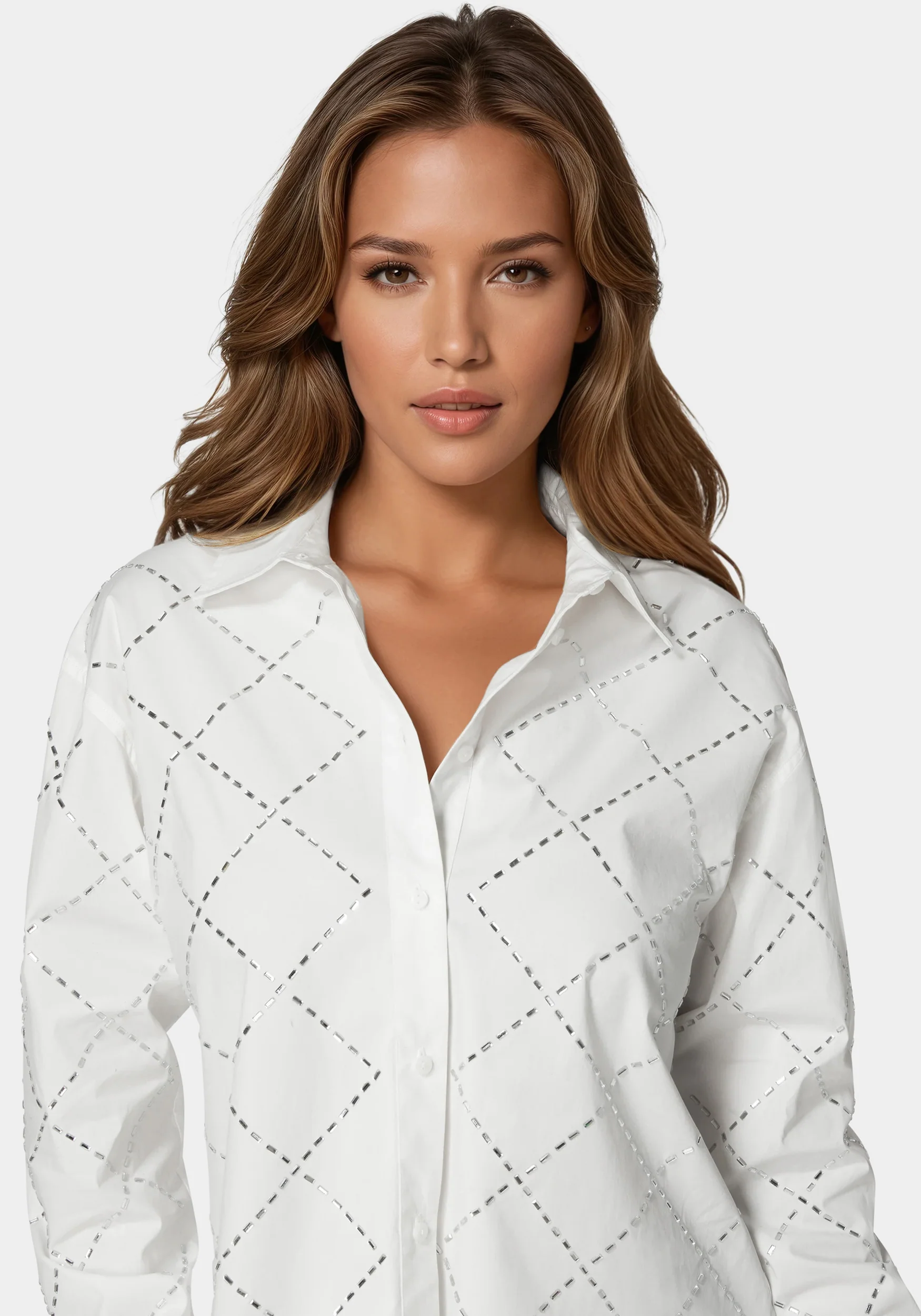 Rhinestone Long Sleeve Blouse - Image 3
