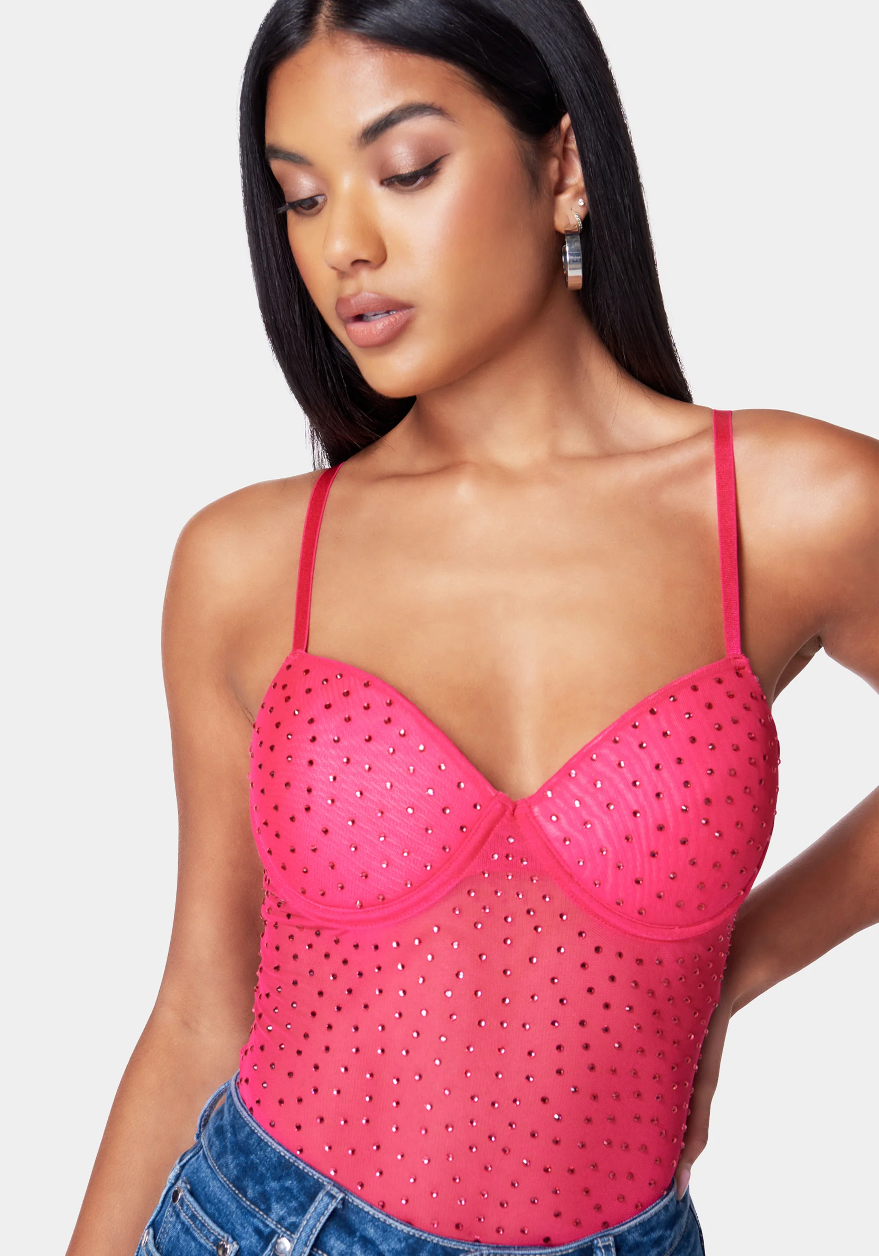 Rhinestone Mesh Bodysuit - Image 4