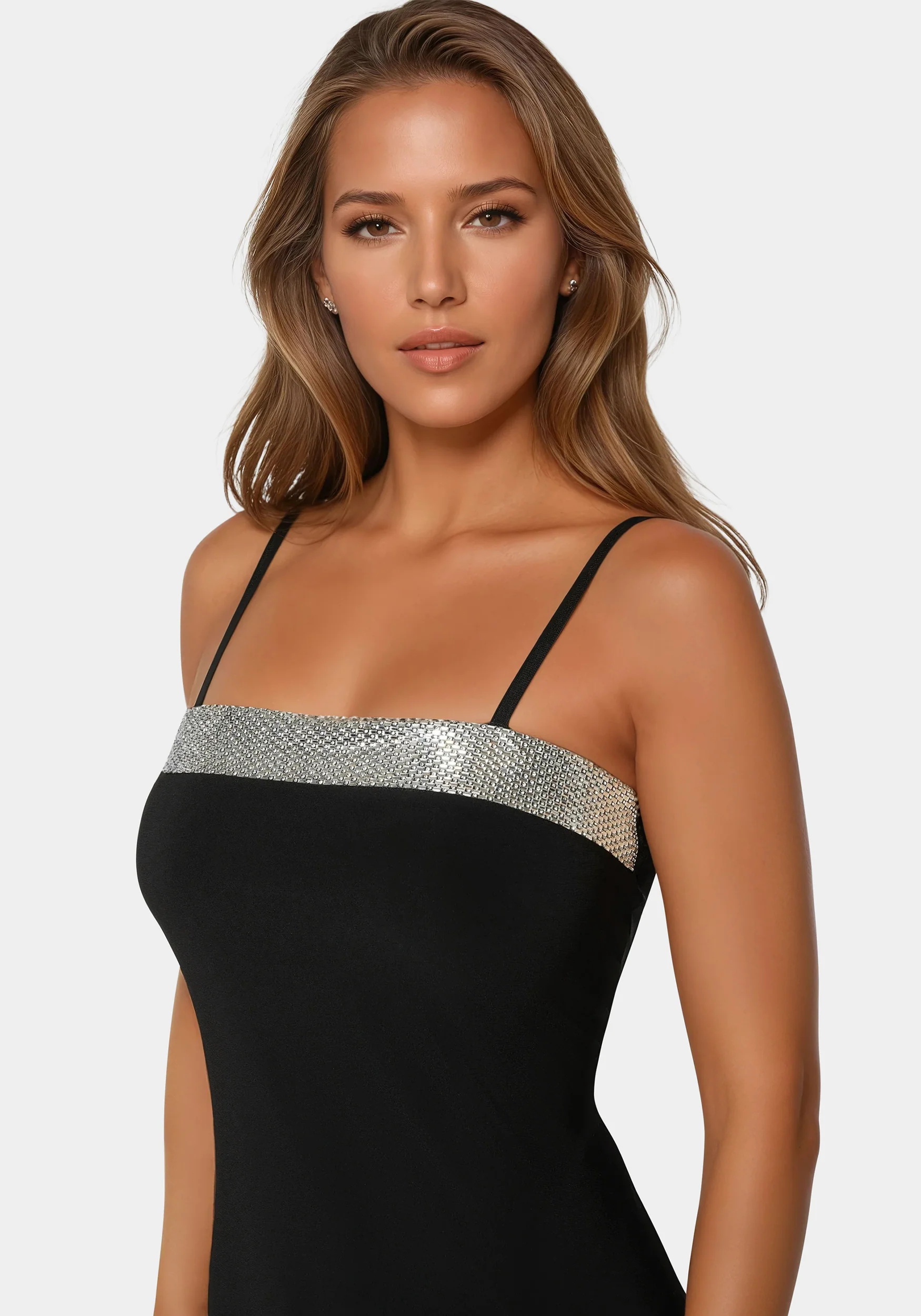 Rhinestone Trim Jersey Short Dress - Image 4