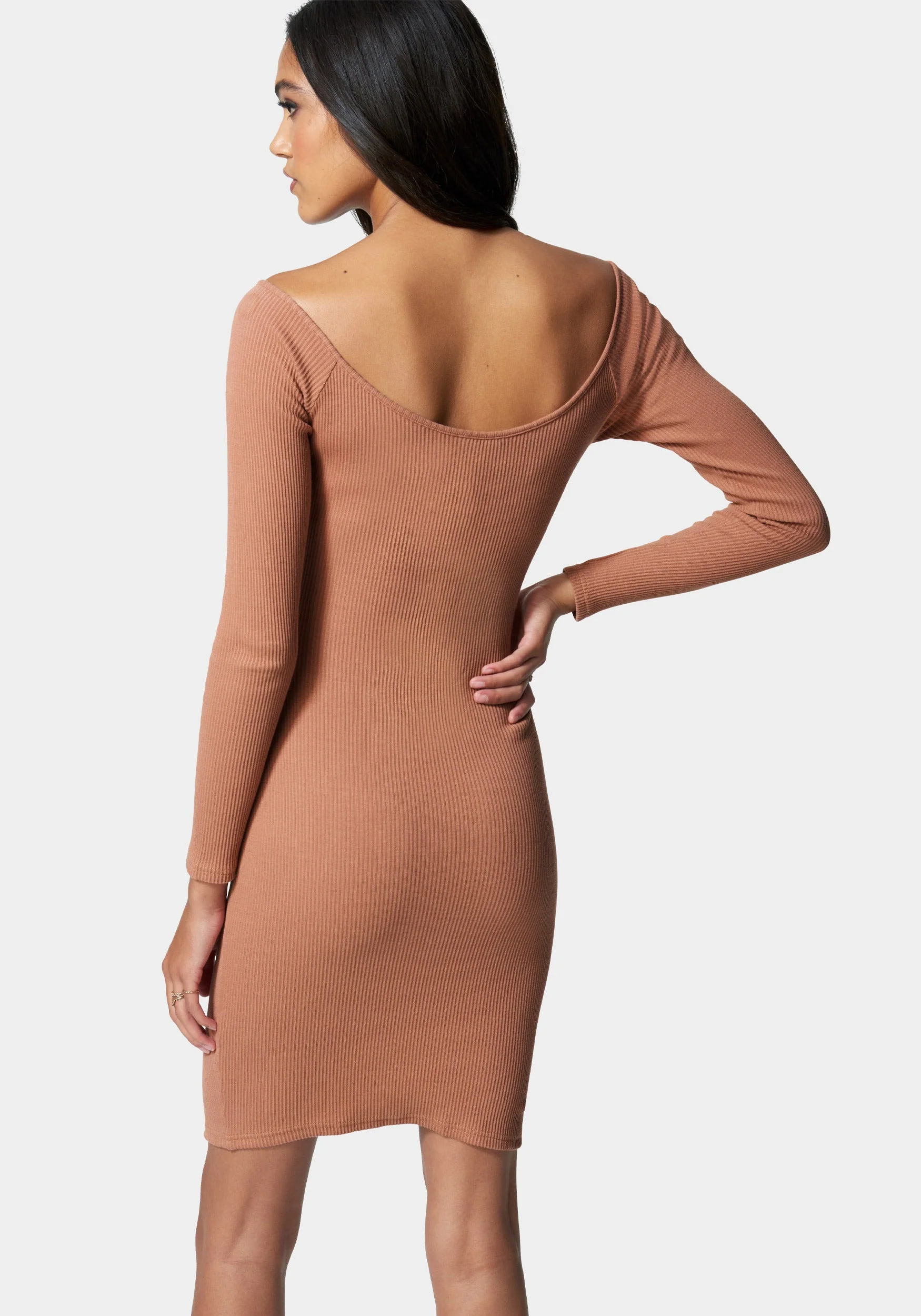 Rib Knit Snap Jersey Dress - Image 3