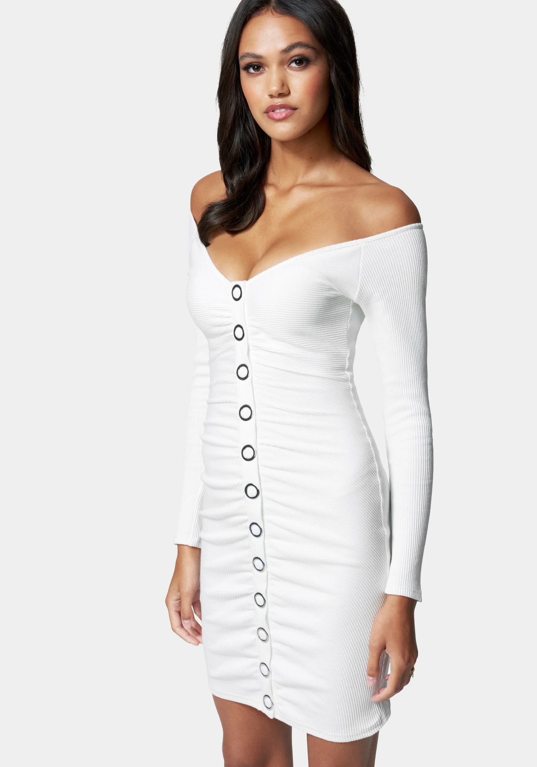 Rib Knit Snap Jersey Dress - Image 2