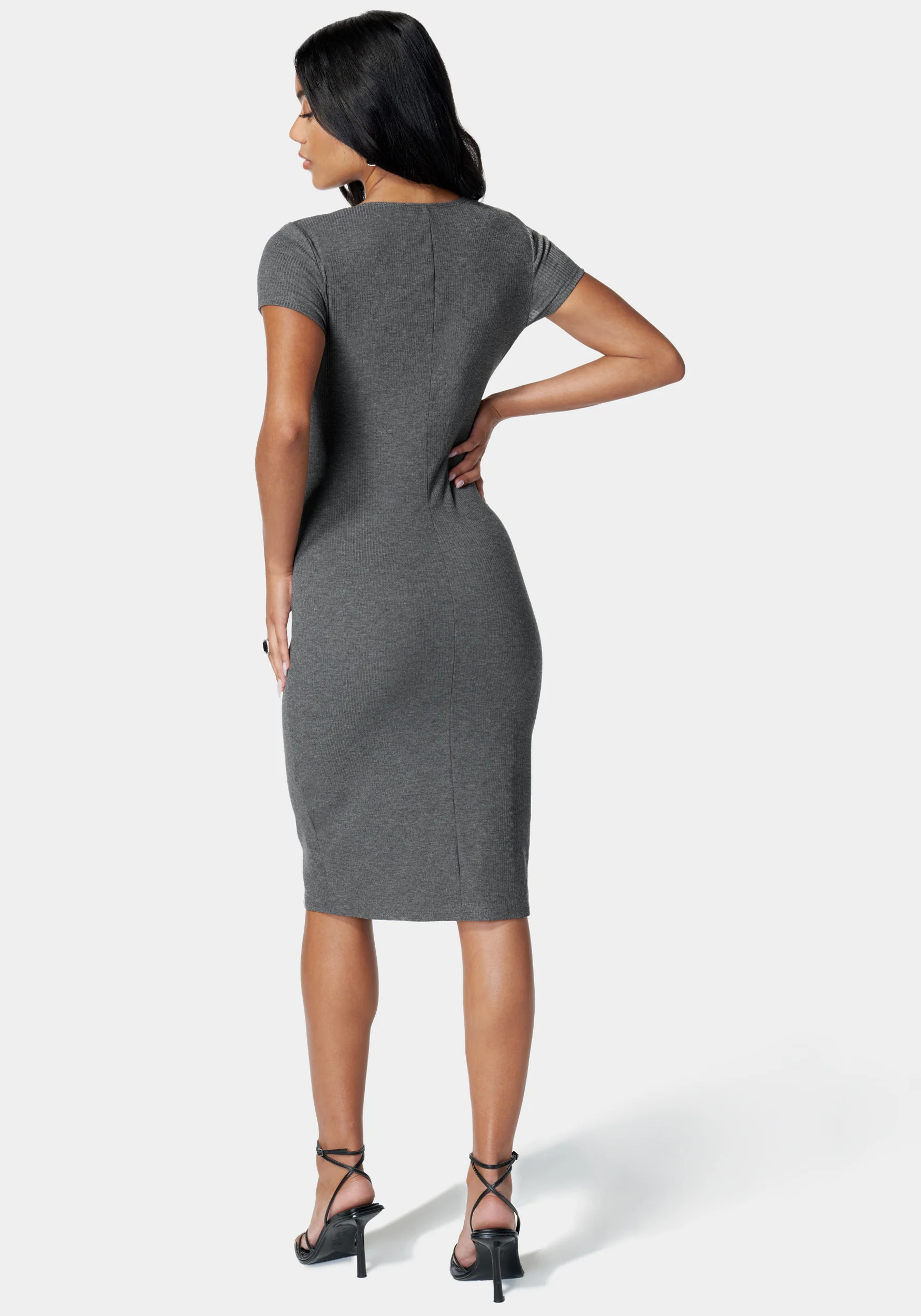 Short Sleeve Midi Rib T-Shirt Dress - Image 3