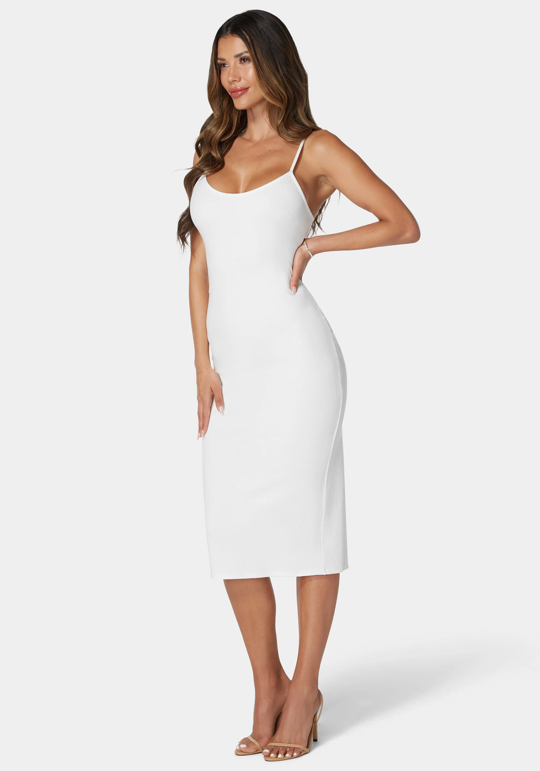 Rib Spaghetti Strap Midi Dress - Image 2