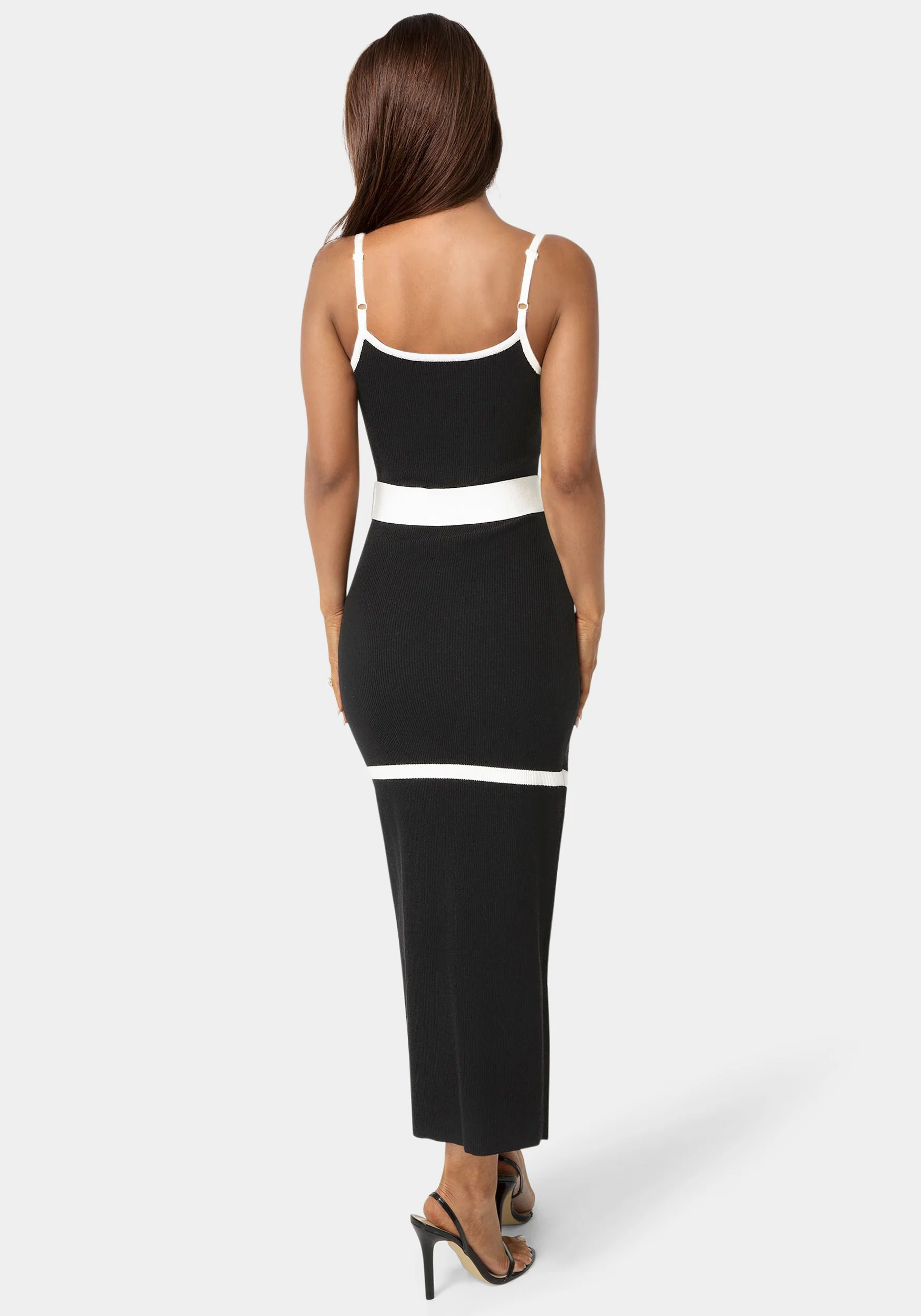 Rib V-Neck Bodycon Maxi Dress with Belt - Image 3