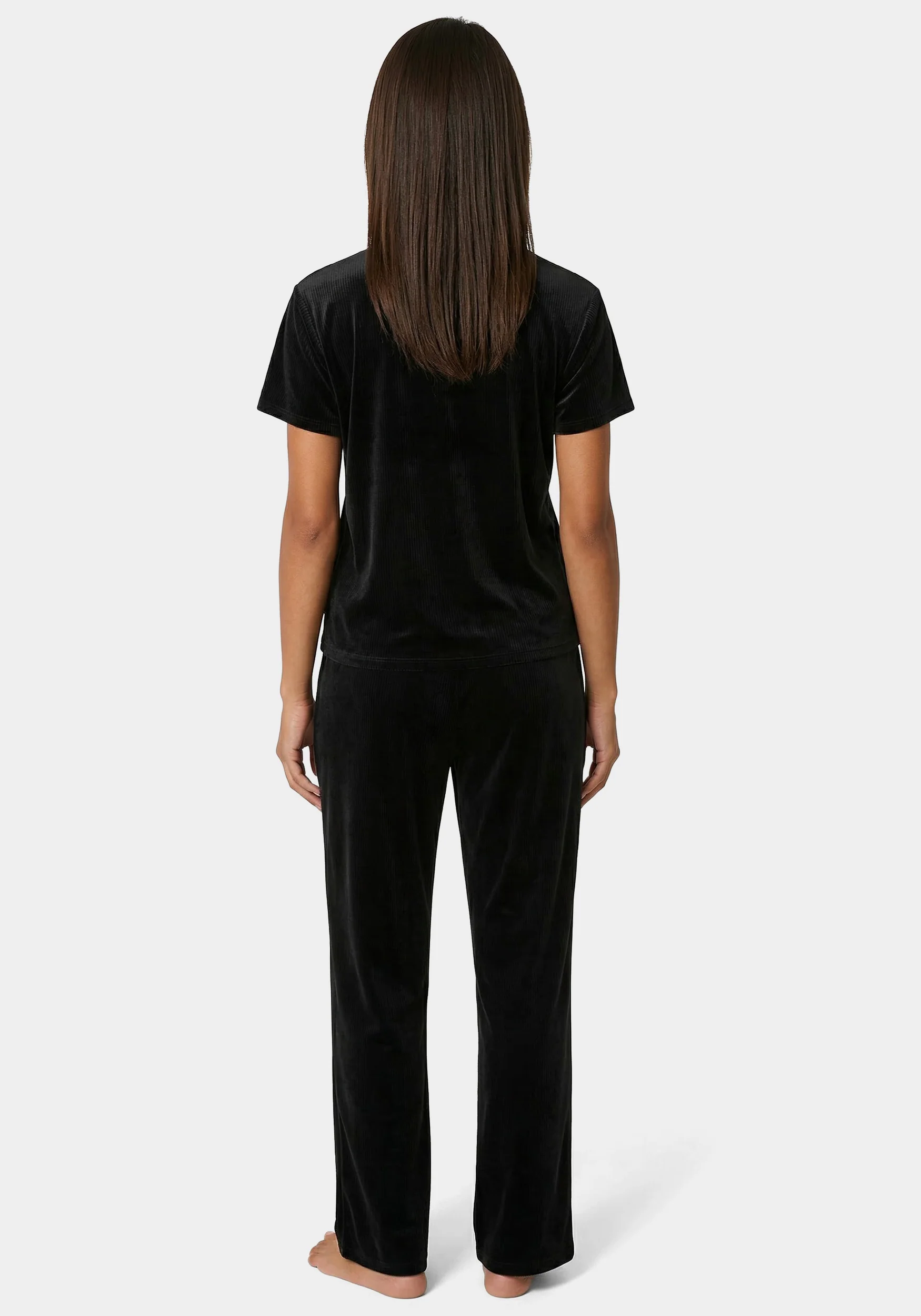 2pc Velour Ribbed Soft Rhinestone Lounge Set - Image 3