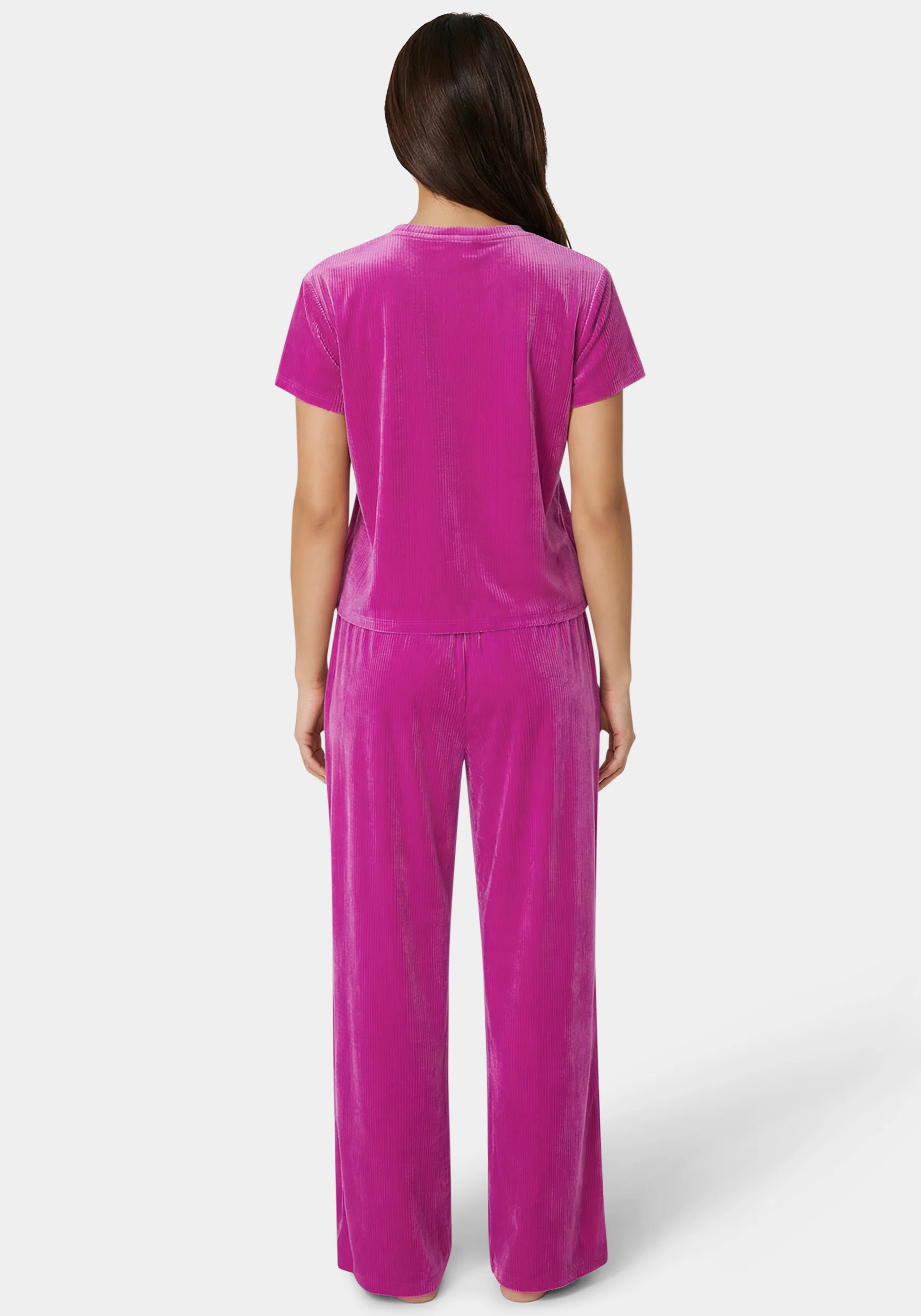 2pc Velour Ribbed Soft Rhinestone Lounge Set - Image 4