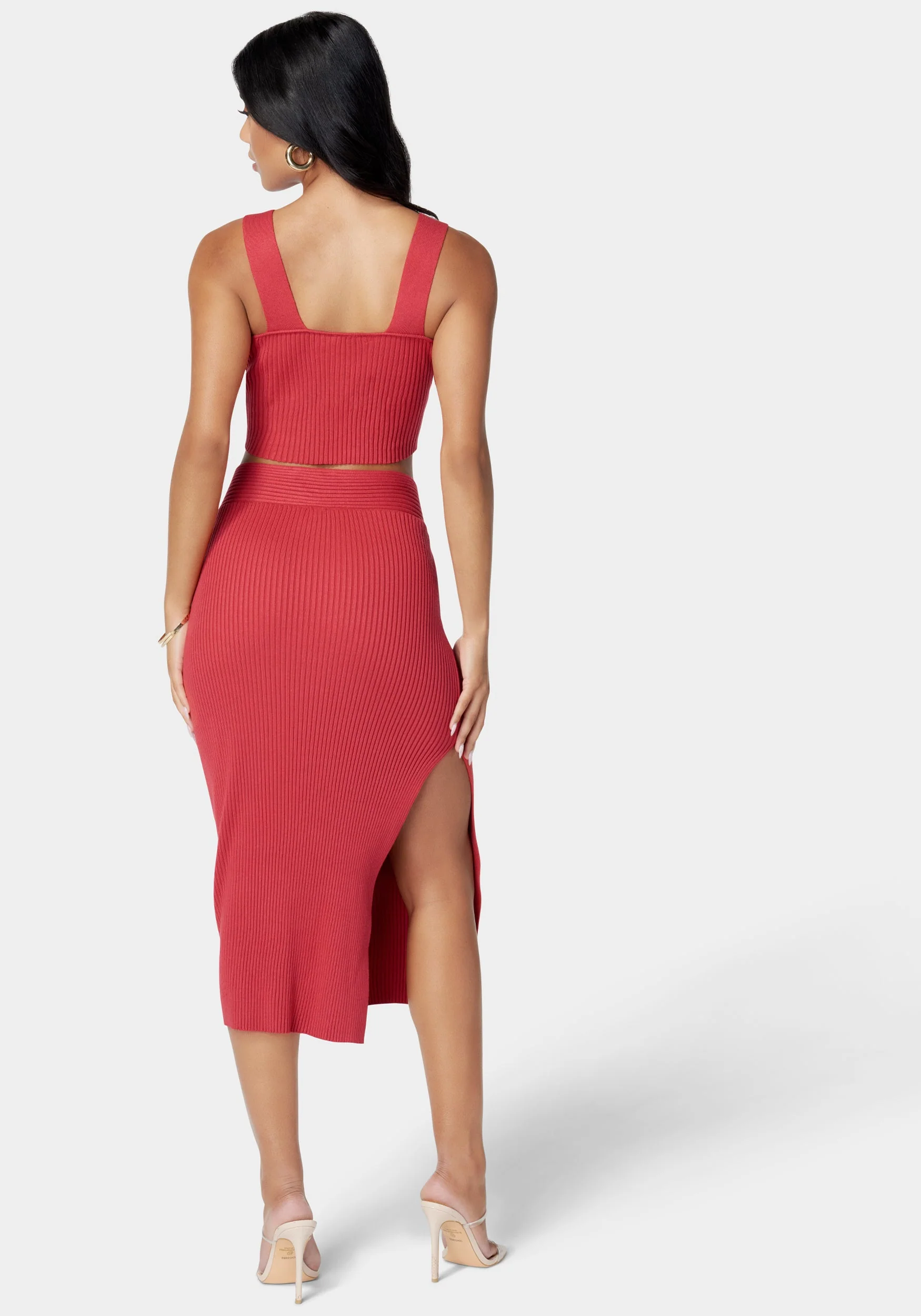 Ring Detail Side Slit Sweater Skirt - Image 3