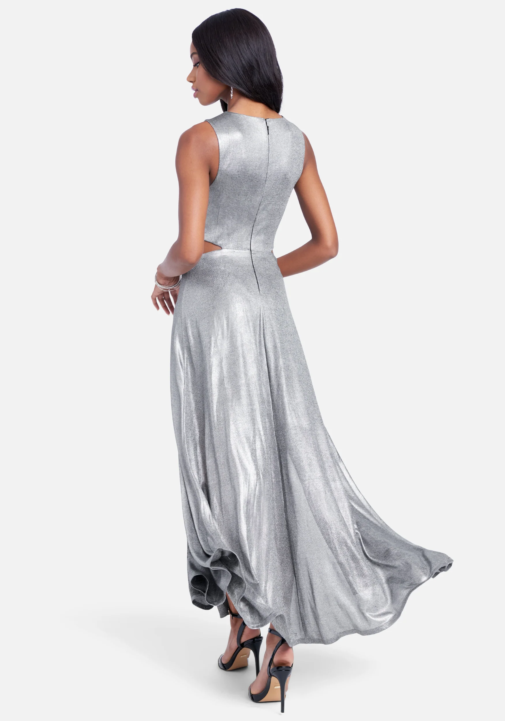 Ring Detail Sparkle Knit Cut Out Maxi - Image 3