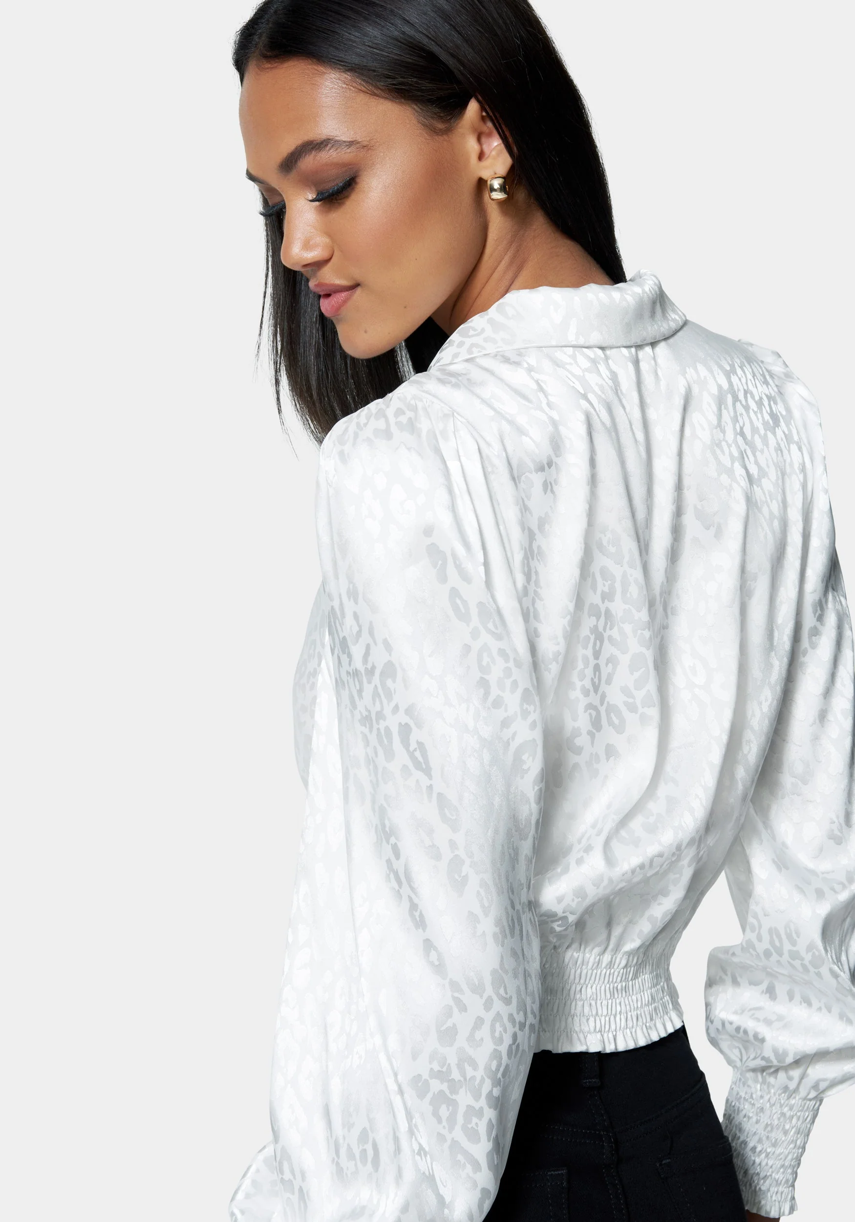 Ring Tie Front Jacquard Top - Image 3