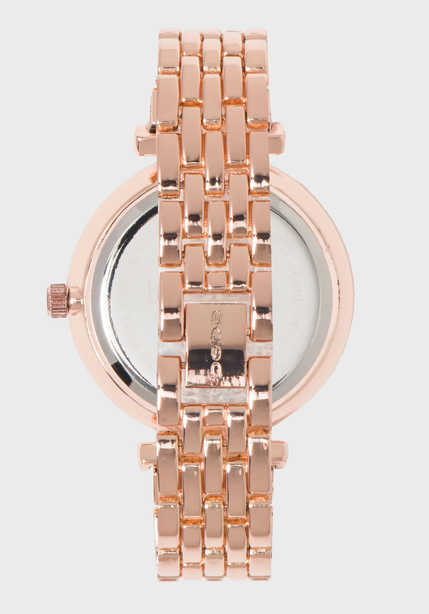 Rose Gold Crystal Bezel Logo Watch - Image 4