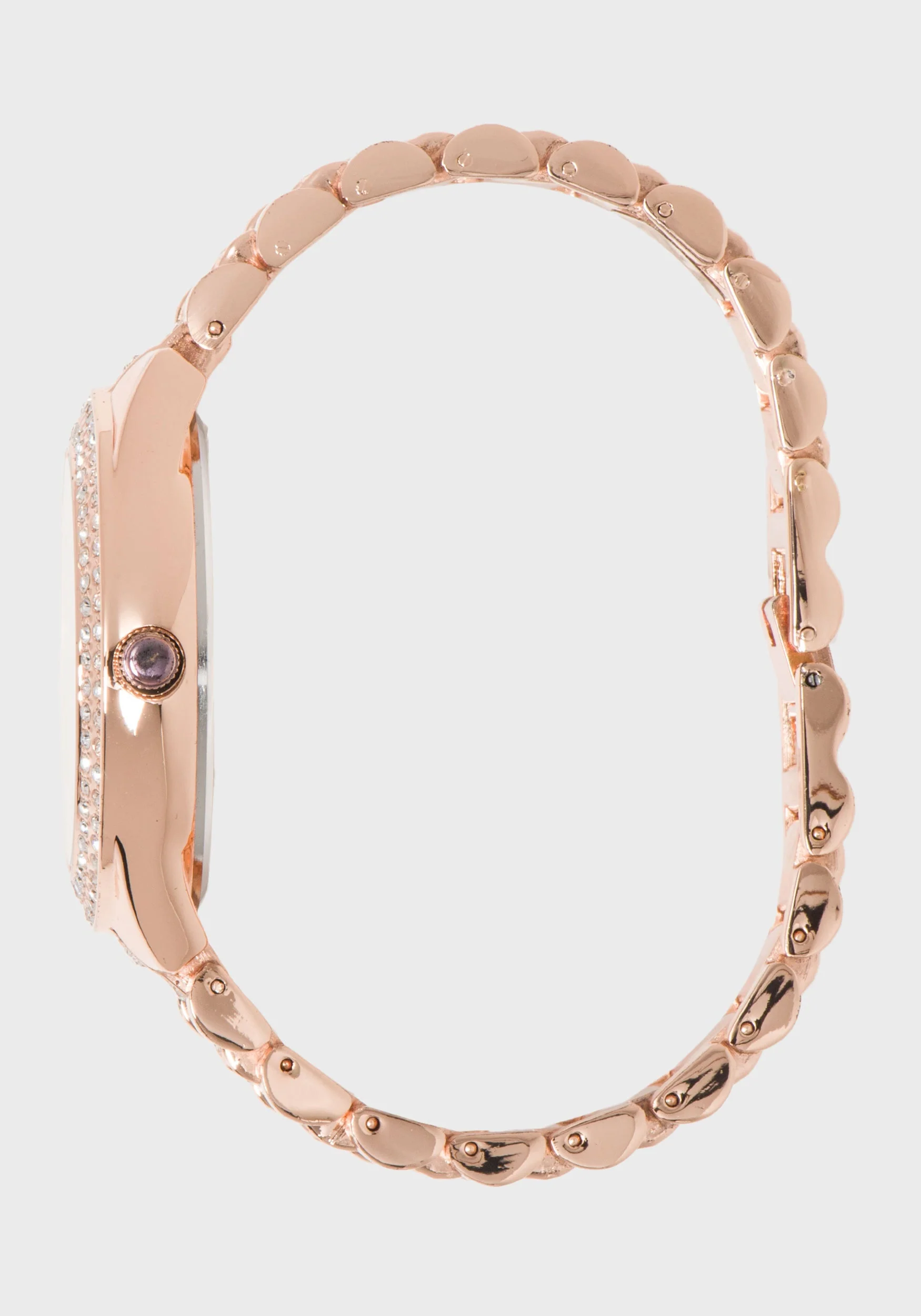 Rose Gold & Silver Crystal Bezel Logo Watch - Image 2