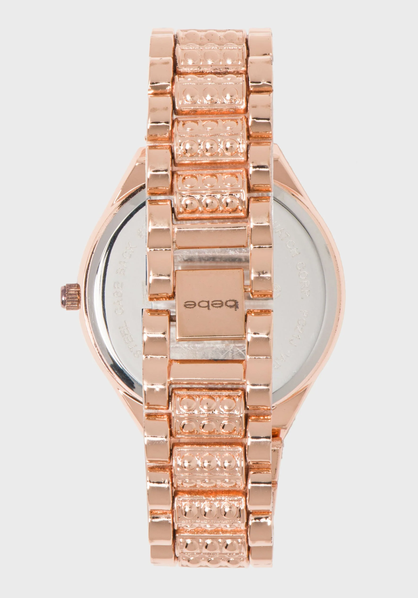 Rose Gold & Silver Crystal Bezel Logo Watch - Image 3