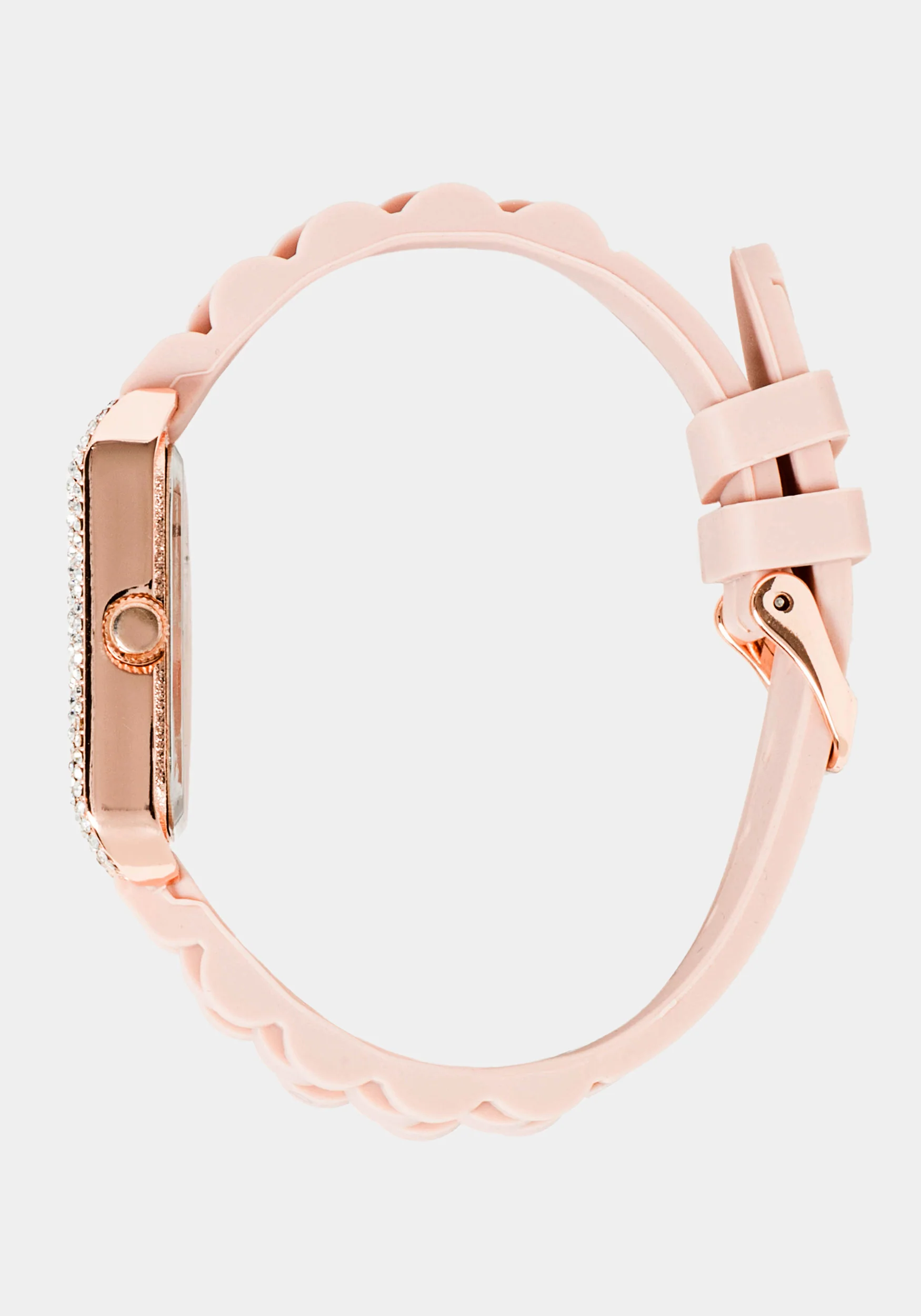 Rose Gold Square Crystal Bezel Roman Numeral Watch - Image 2