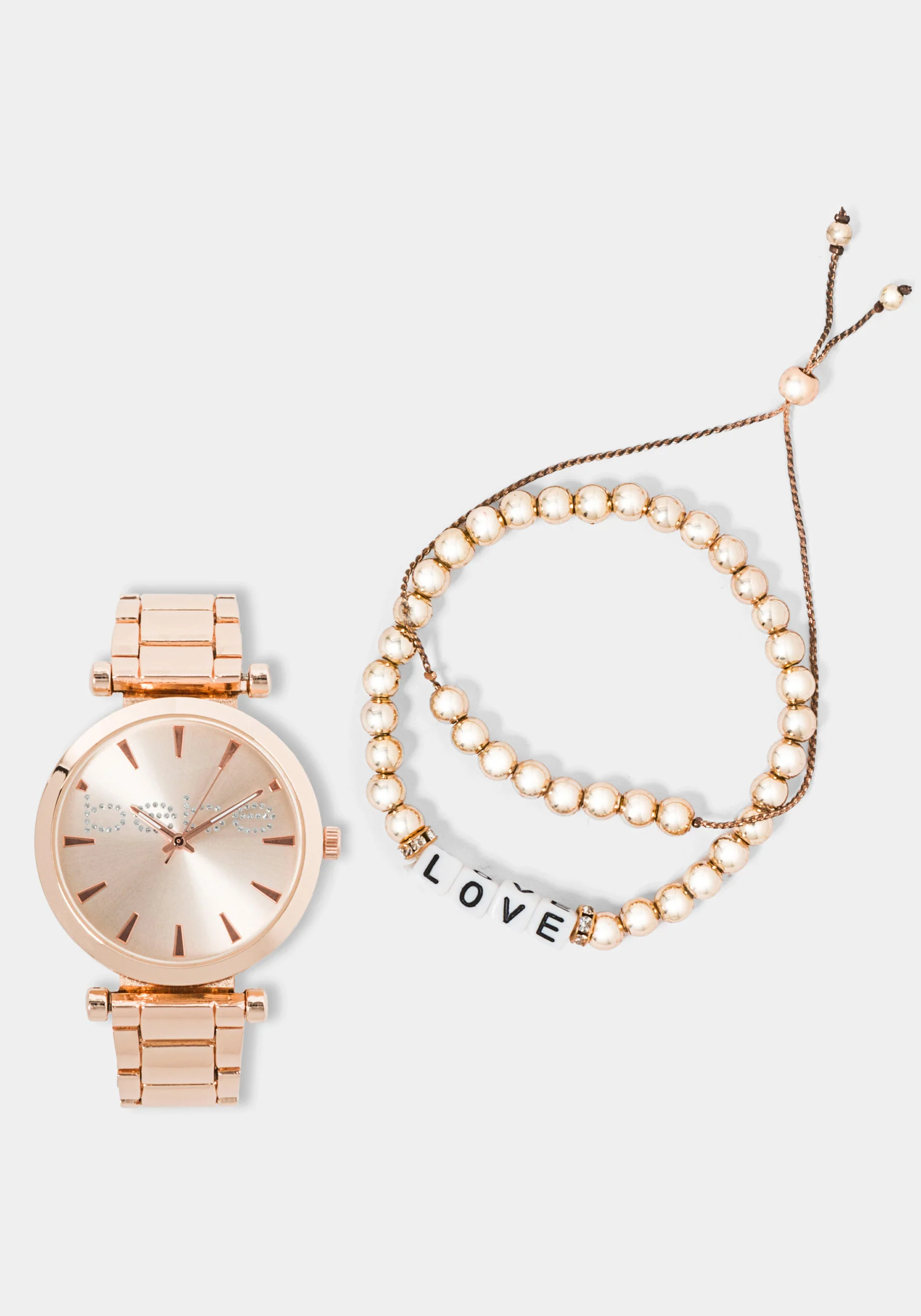 Rose Gold Watch & Bracelet Set