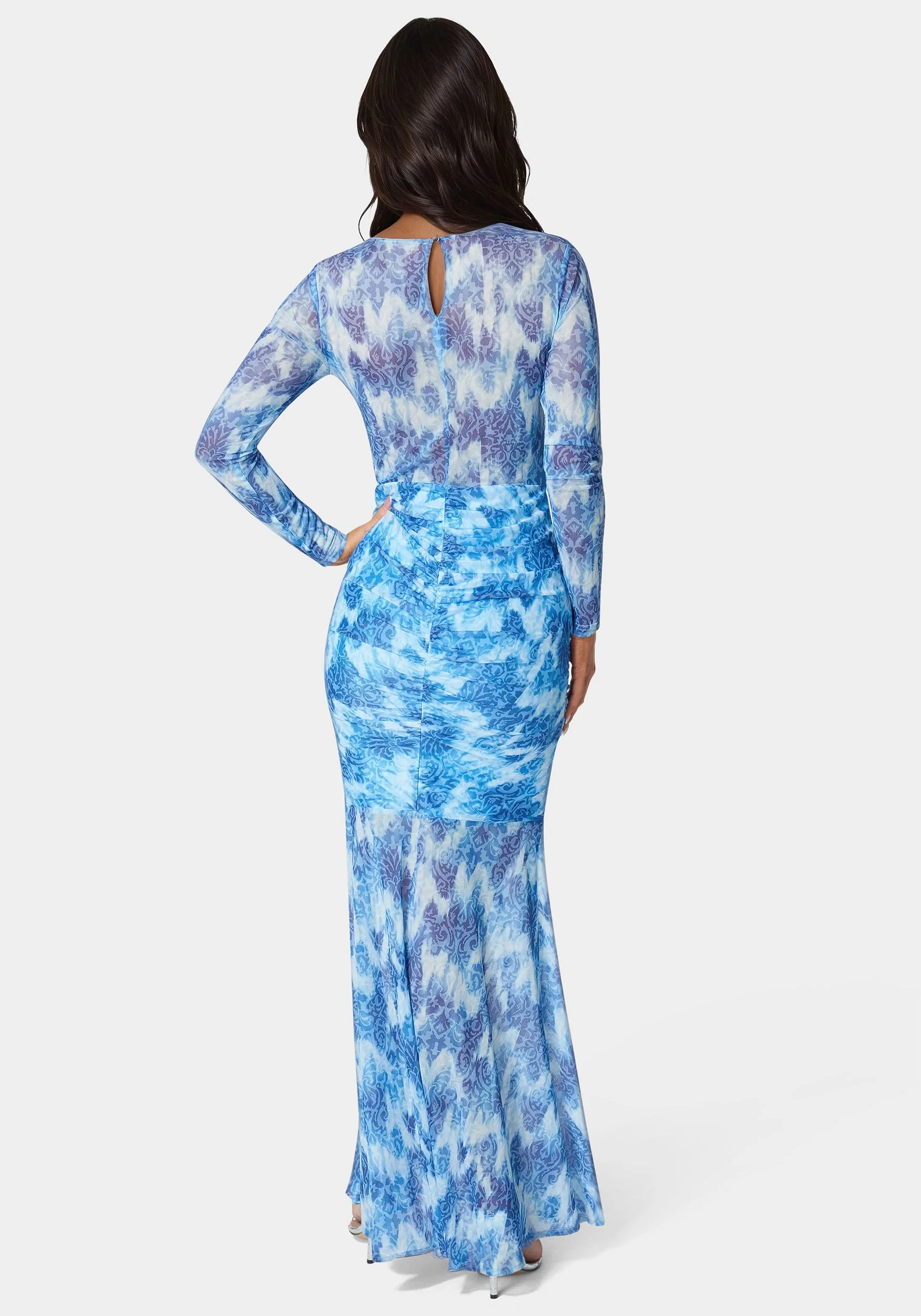 Ruched Longsleeve Printed Maxi Dress - Image 3