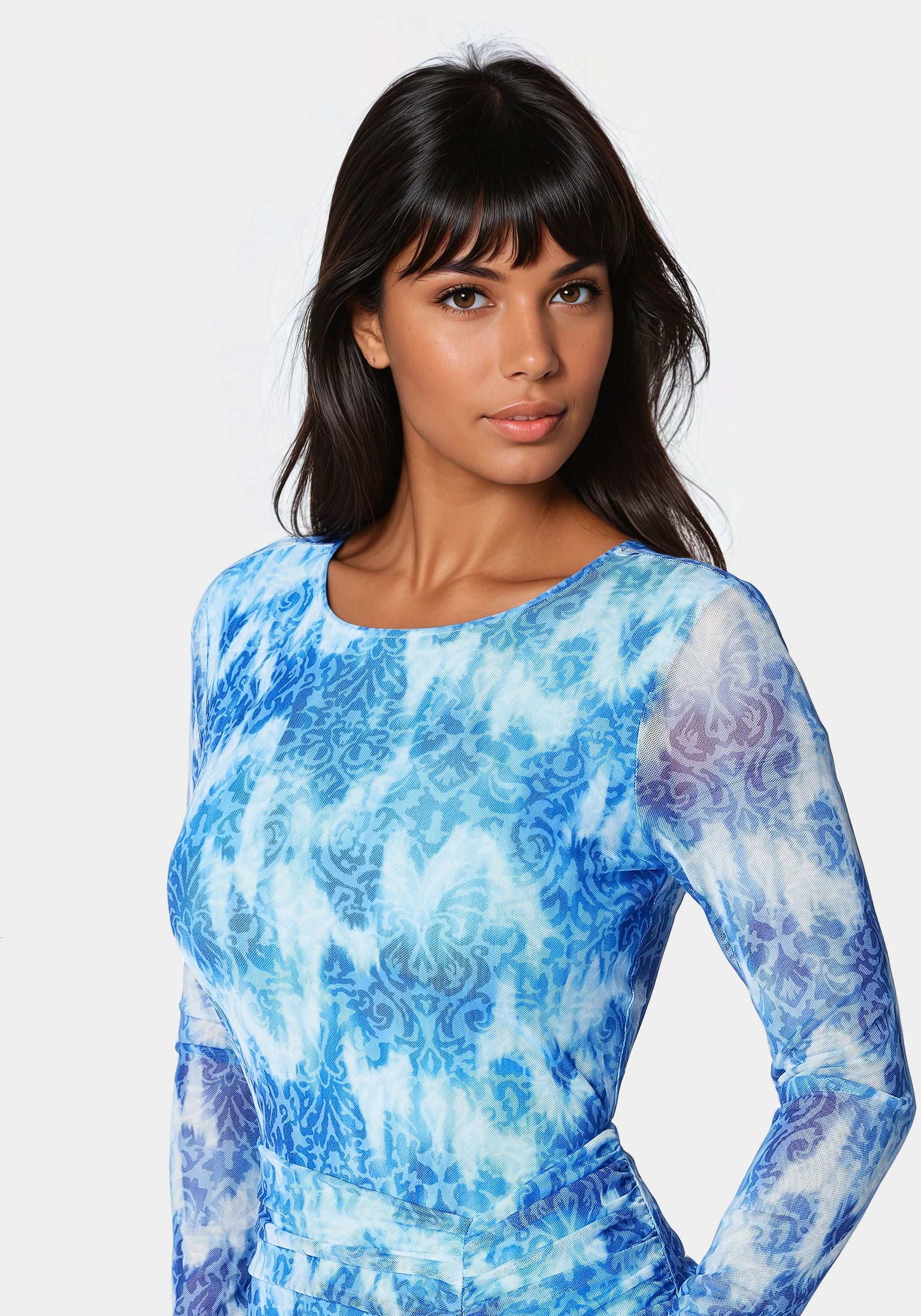 Ruched Longsleeve Printed Maxi Dress - Image 4