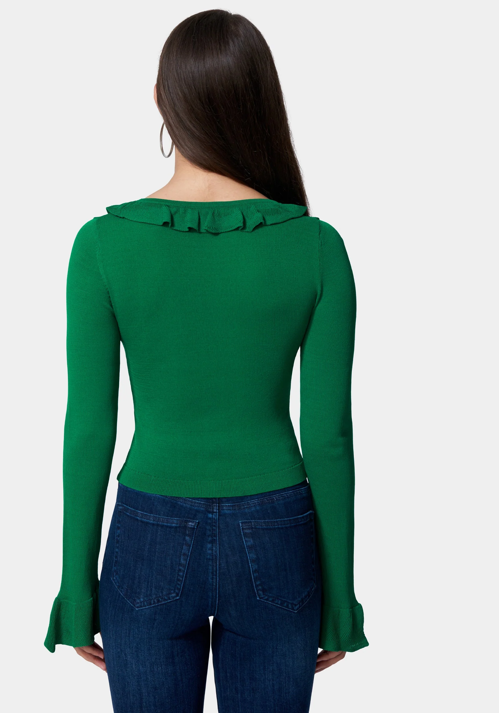 Ruffle Cropped Sweater Cardigan - Image 3