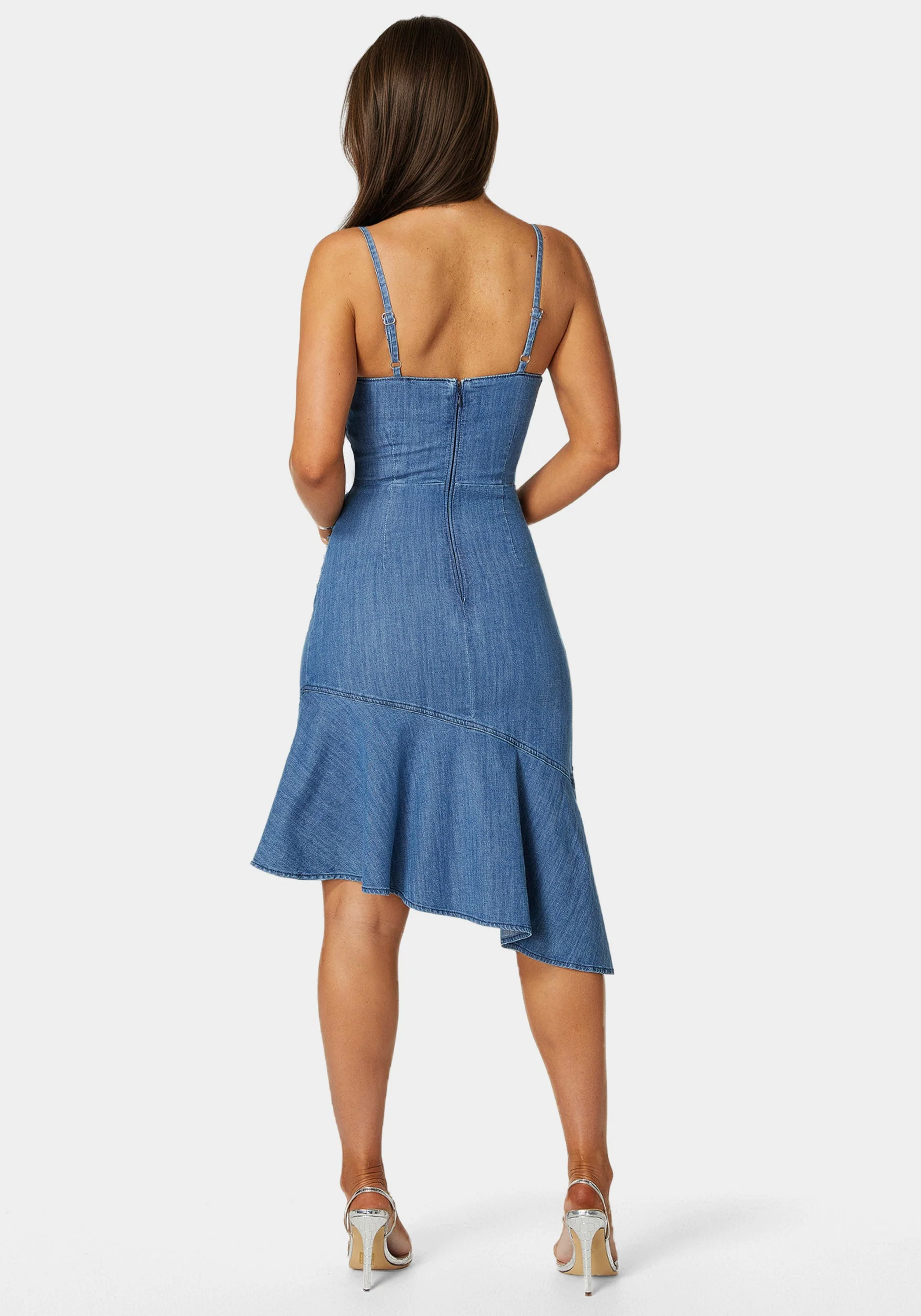Ruffle Hem Light Weight Denim Dress - Image 3