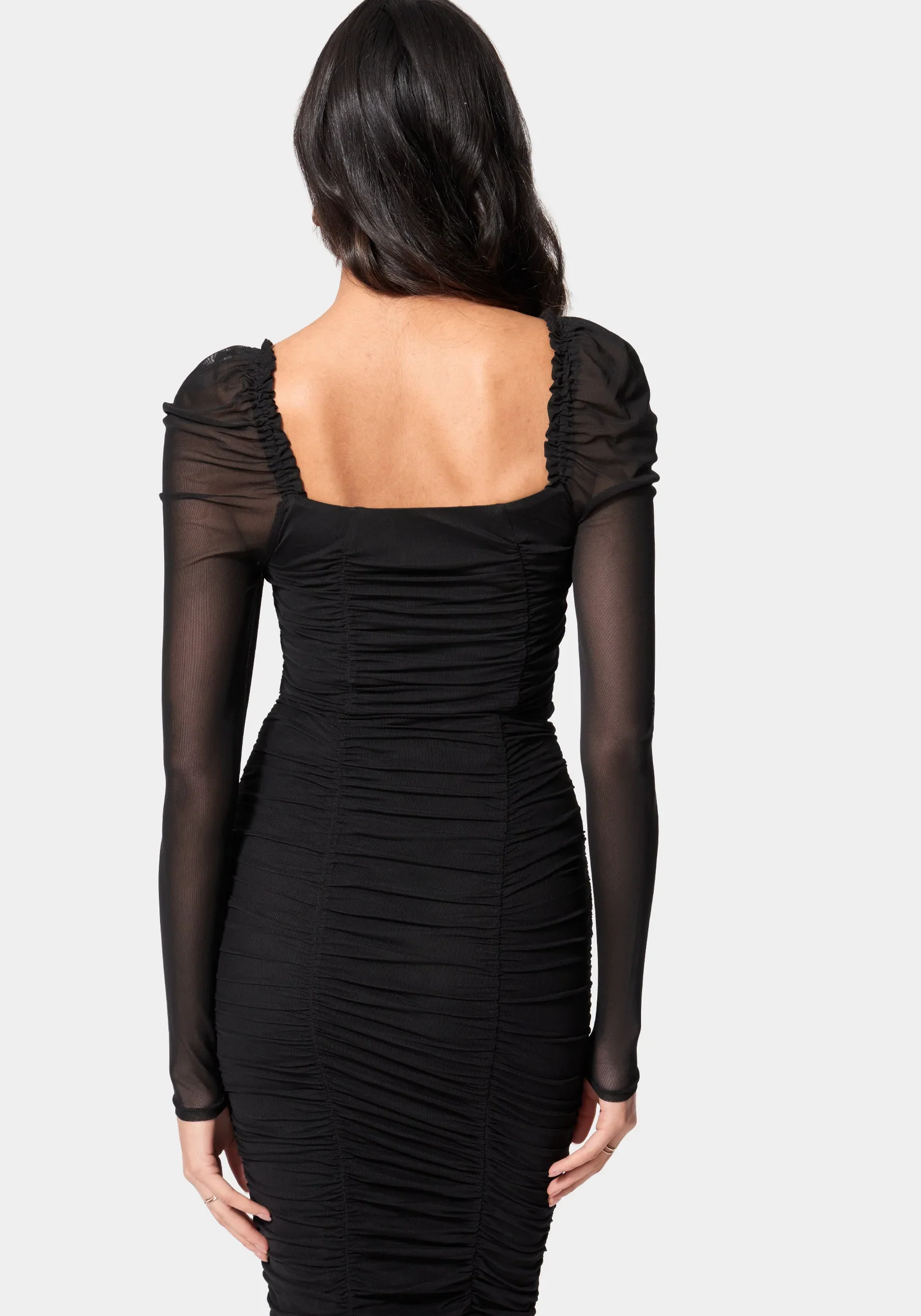 Ruched Mesh Puff Sleeve Bodysuit - Image 3