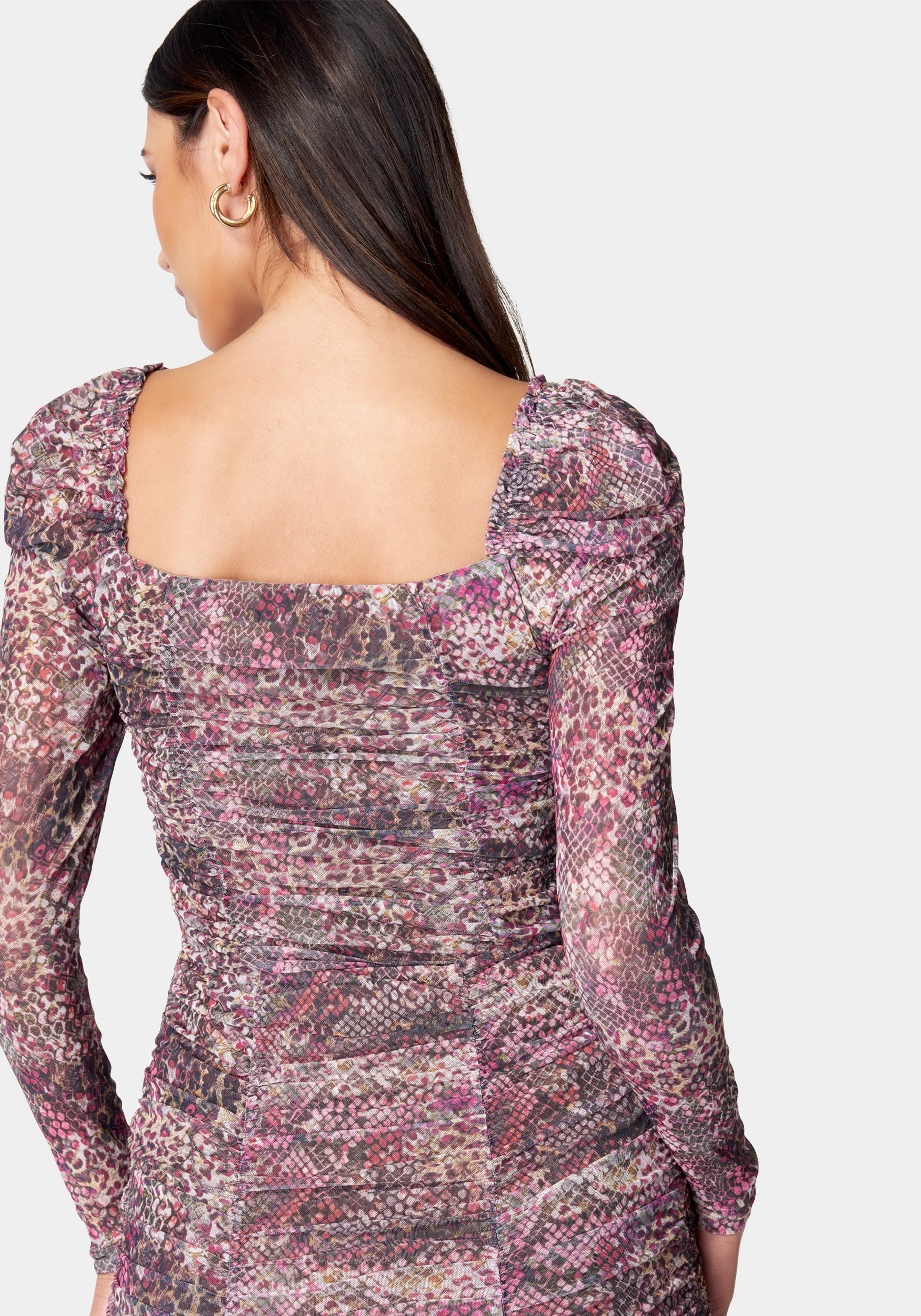 Ruched Mesh Puff Sleeve Bodysuit - Image 4