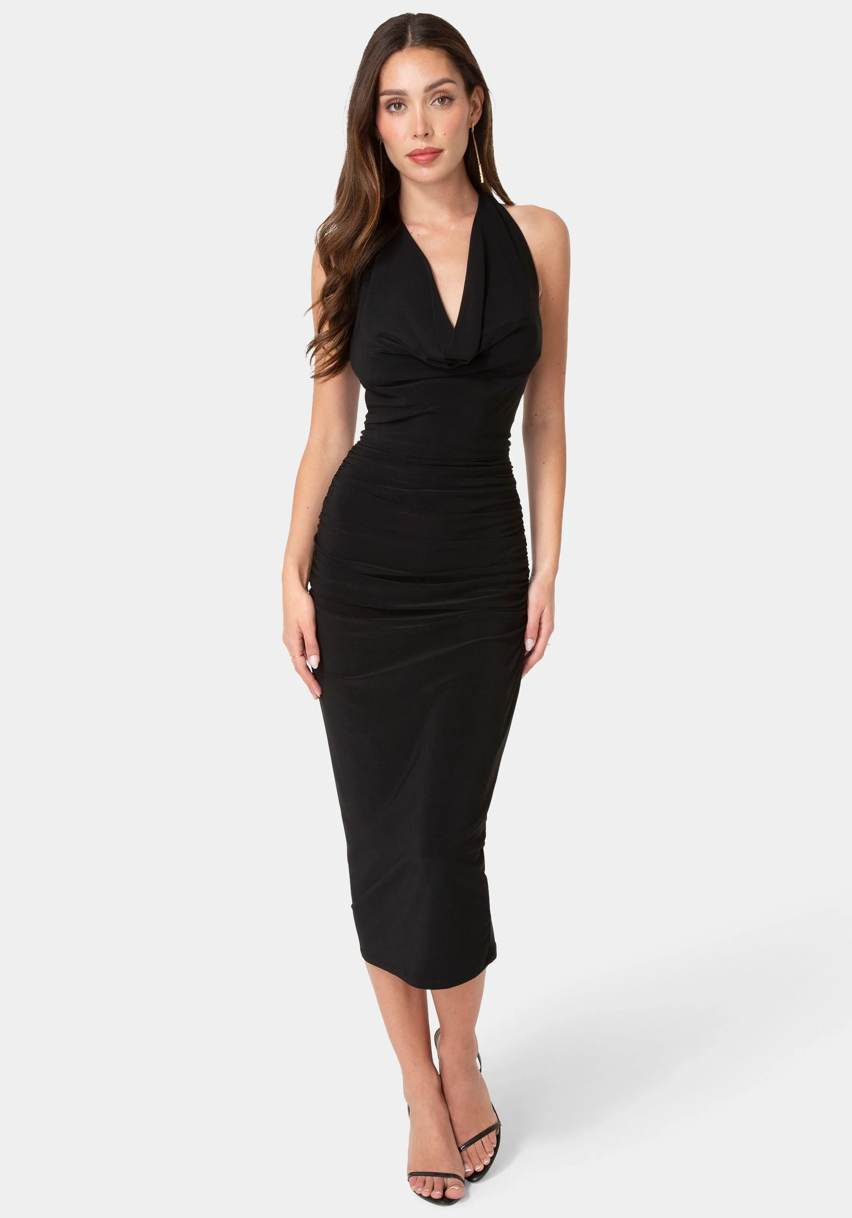 Sash Detail Cowl Neck Knit Dress - Image 2