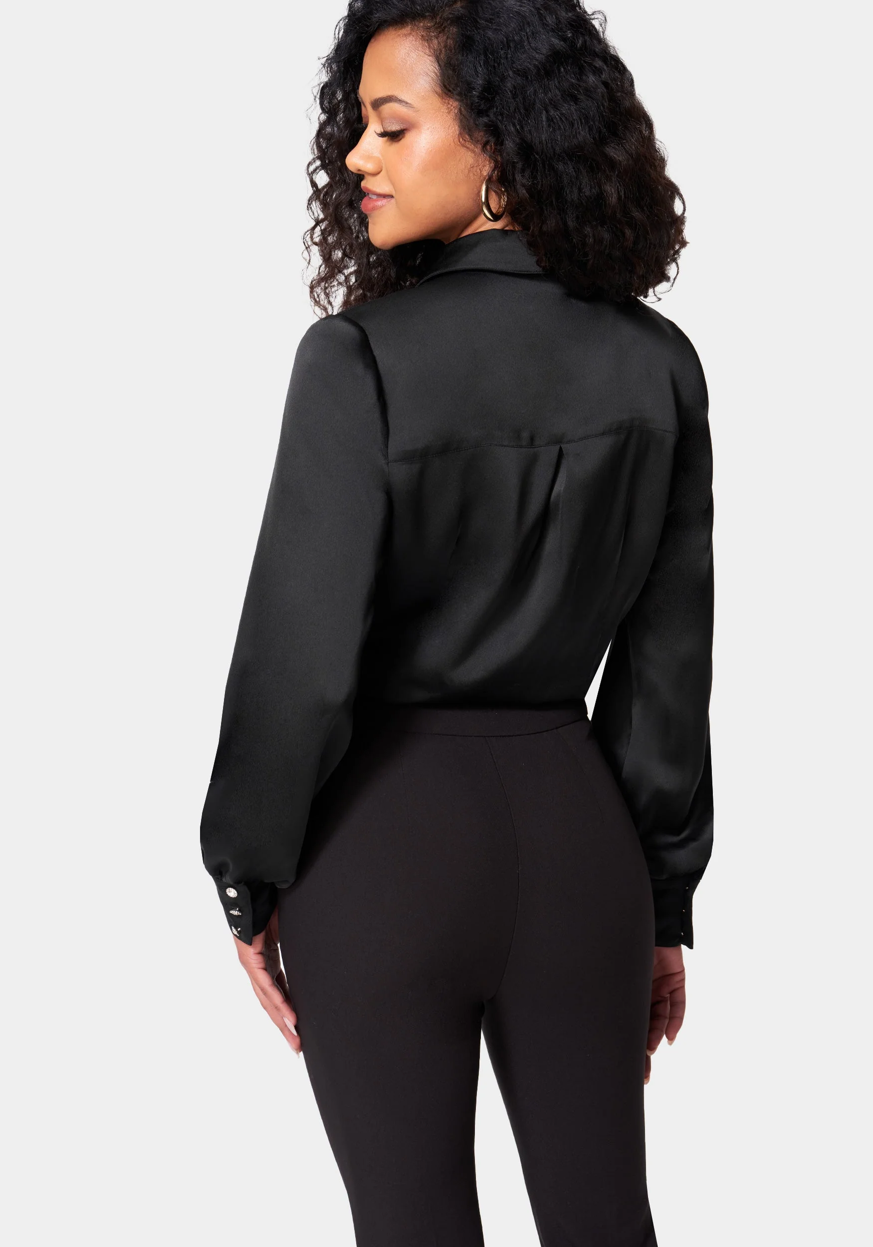 Satin Button Down Blouse - Image 3