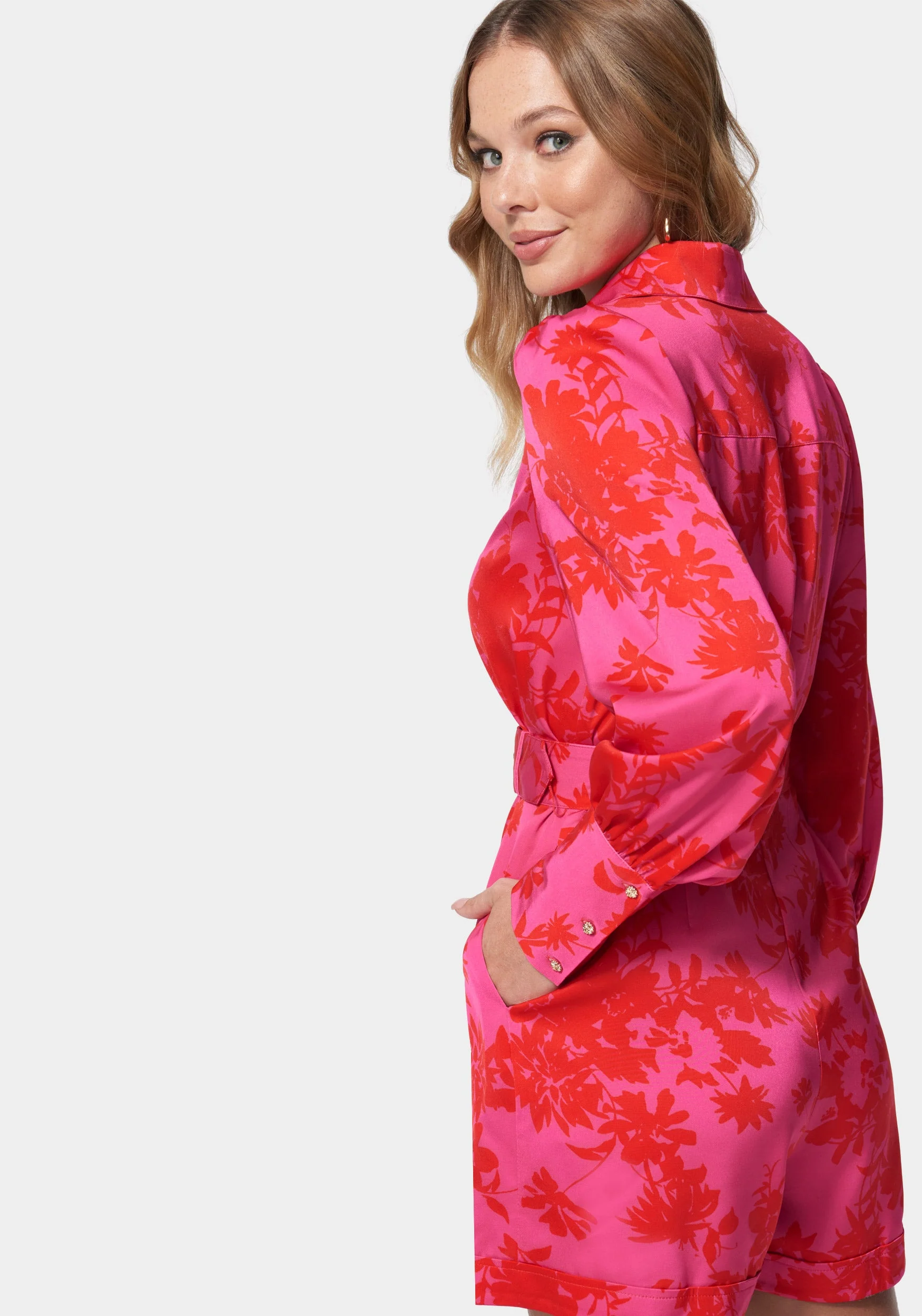 Satin Button Down Romper - Image 3