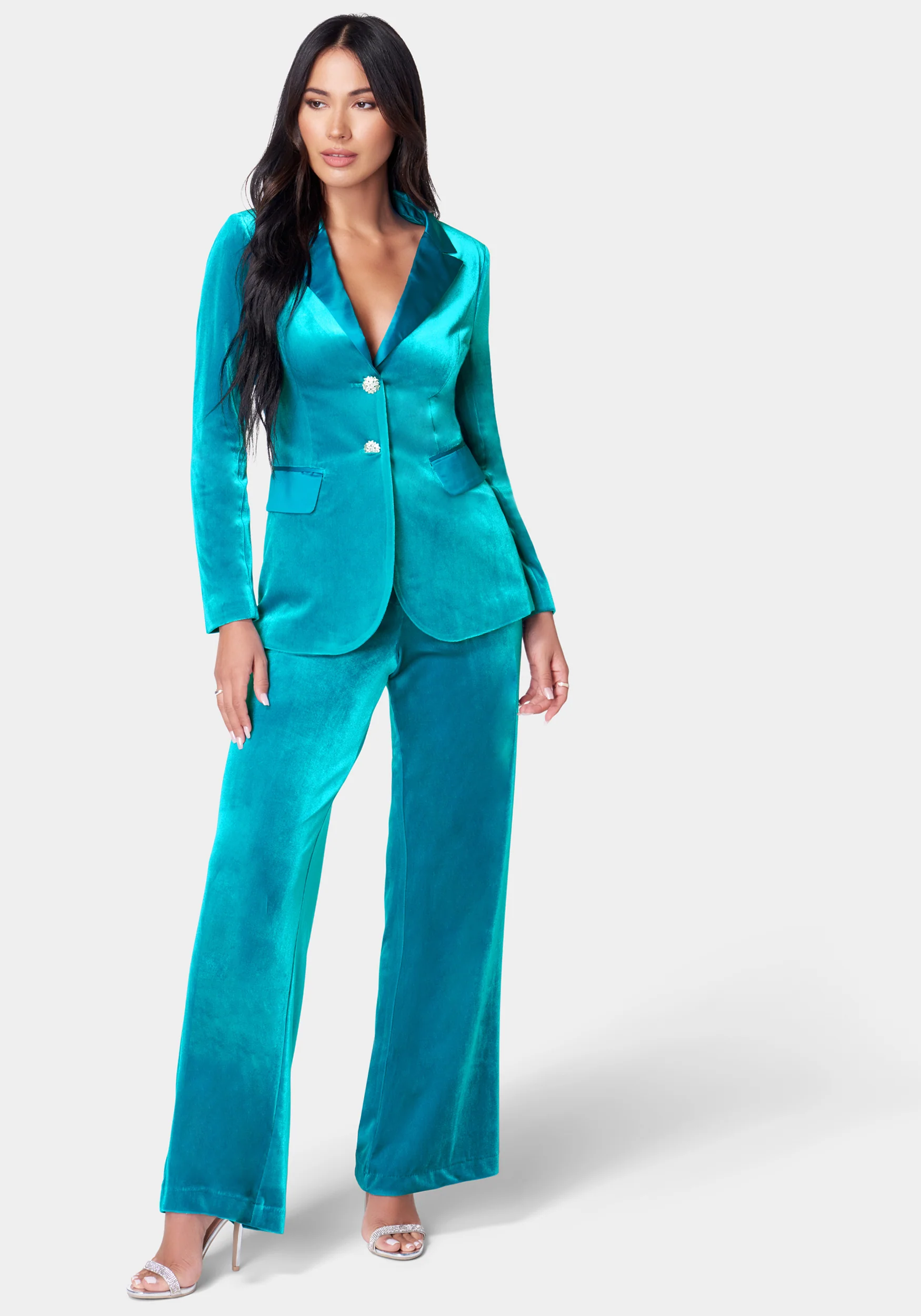 Satin Combo Tailored Velour Jacket - Image 2
