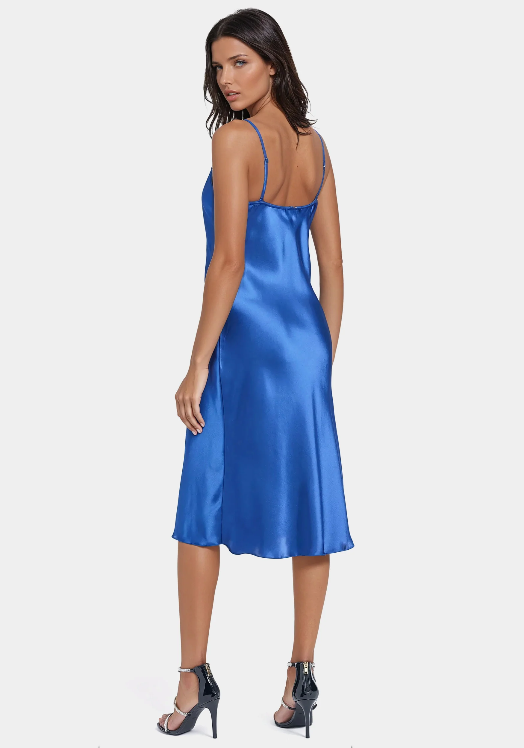 Satin Cowl Neck Slip Midi Dress - Image 3