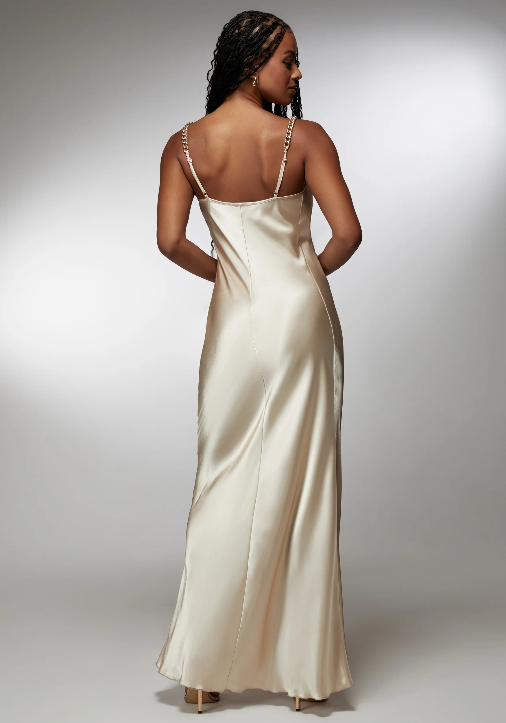 Satin Maxi With Gold Chain Straps - Image 3