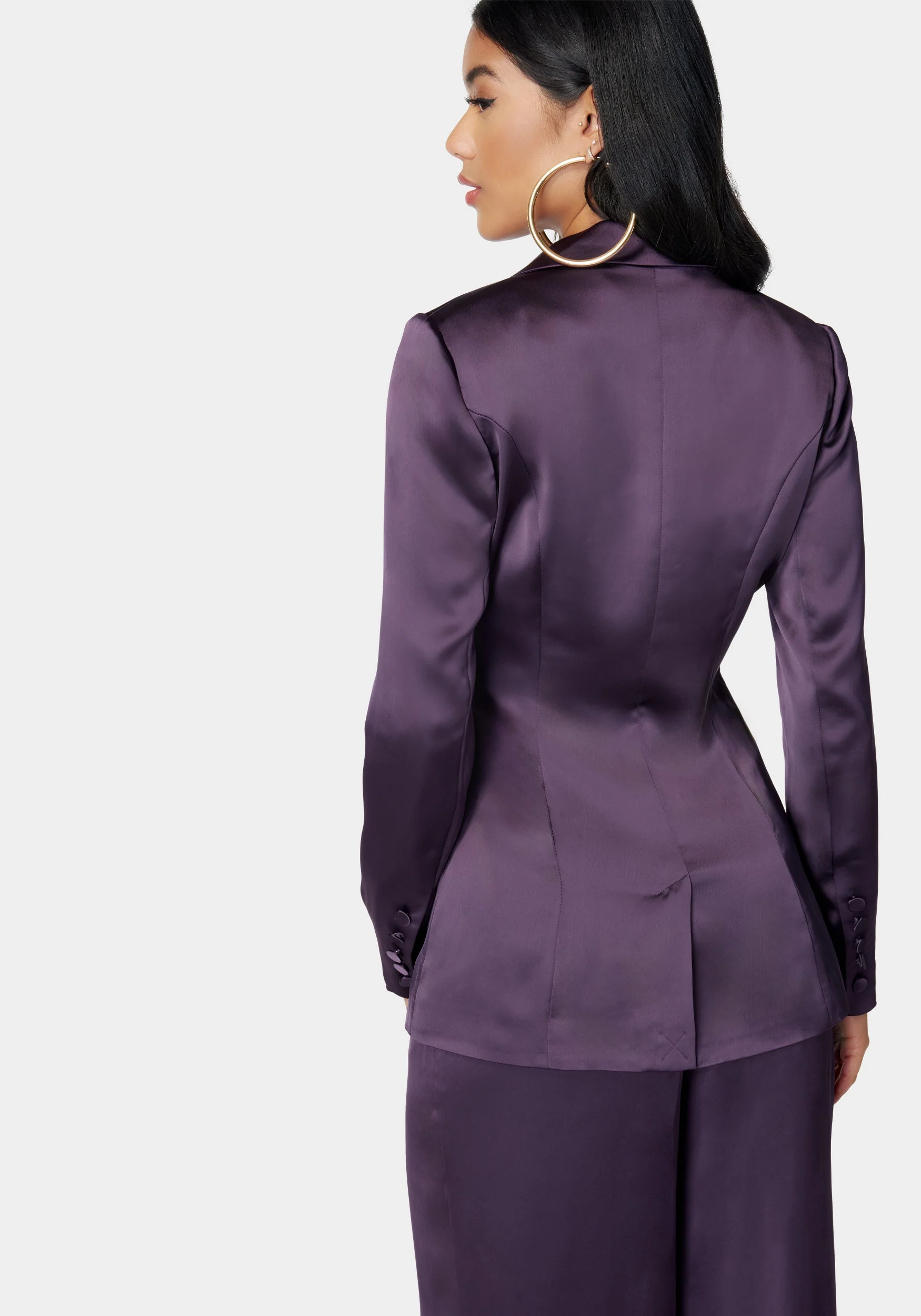 Satin One Button Tailored Jacket - Image 3