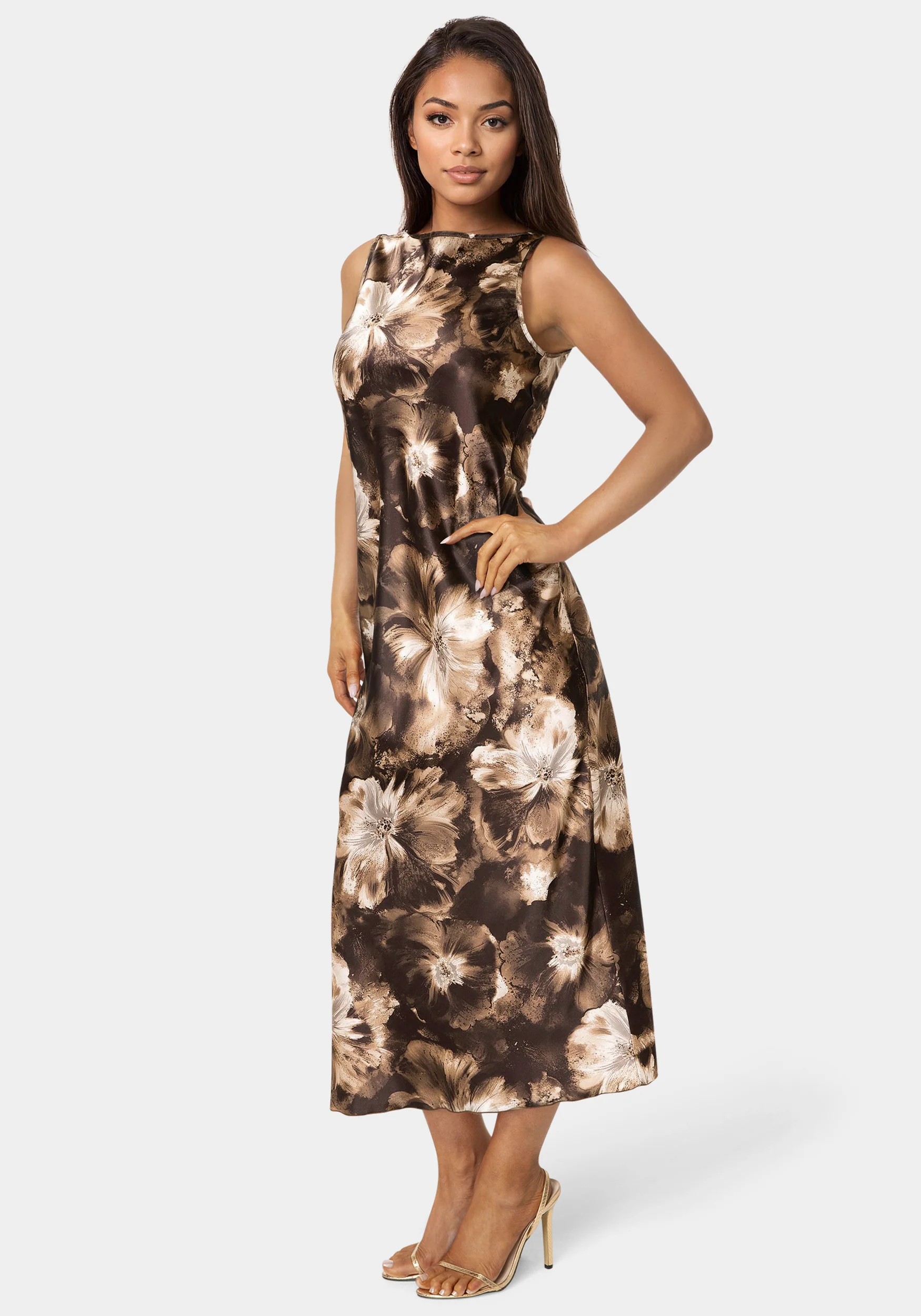 Satin Sleeveless A-Line Maxi Dress - Image 2
