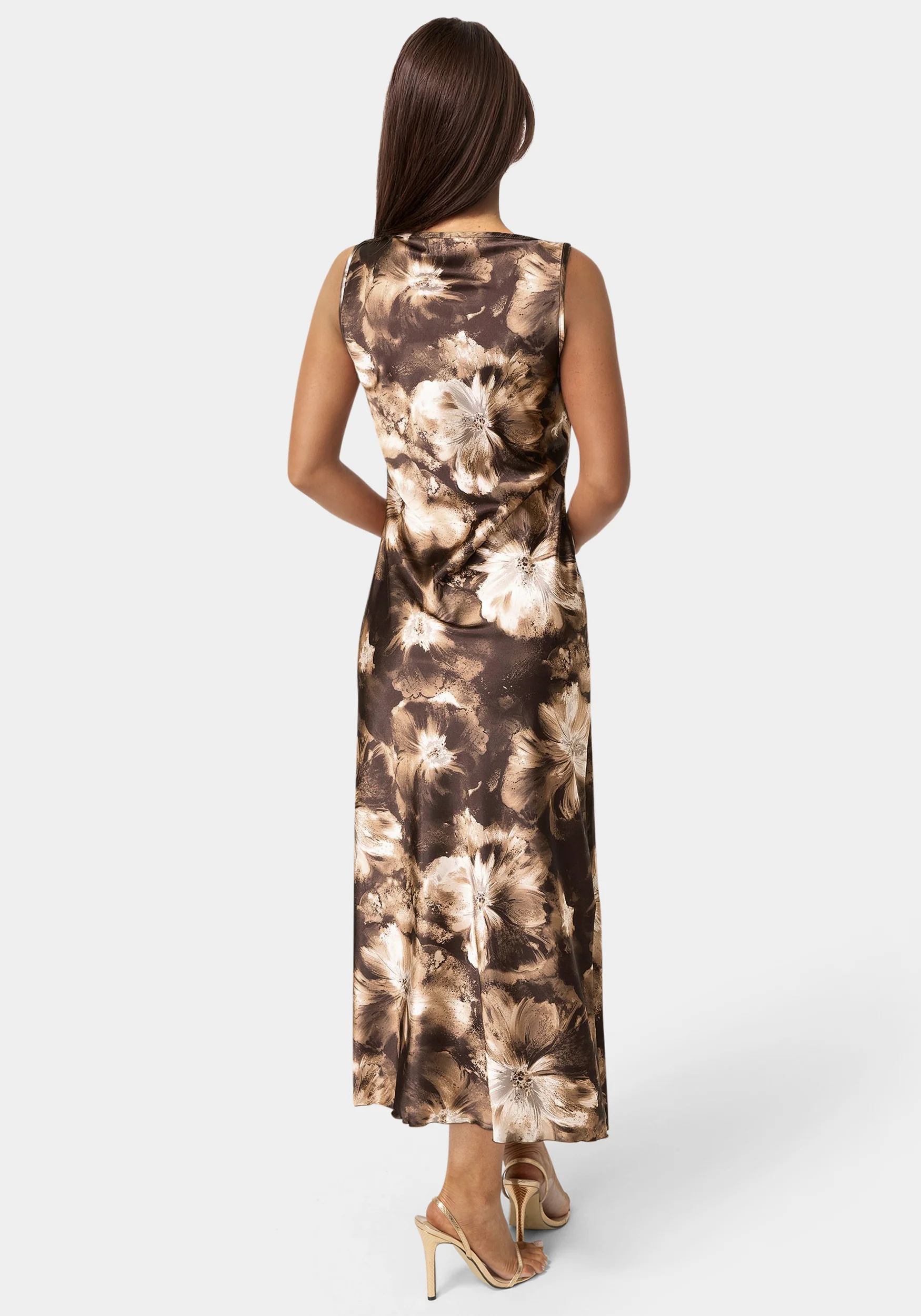 Satin Sleeveless A-Line Maxi Dress - Image 3