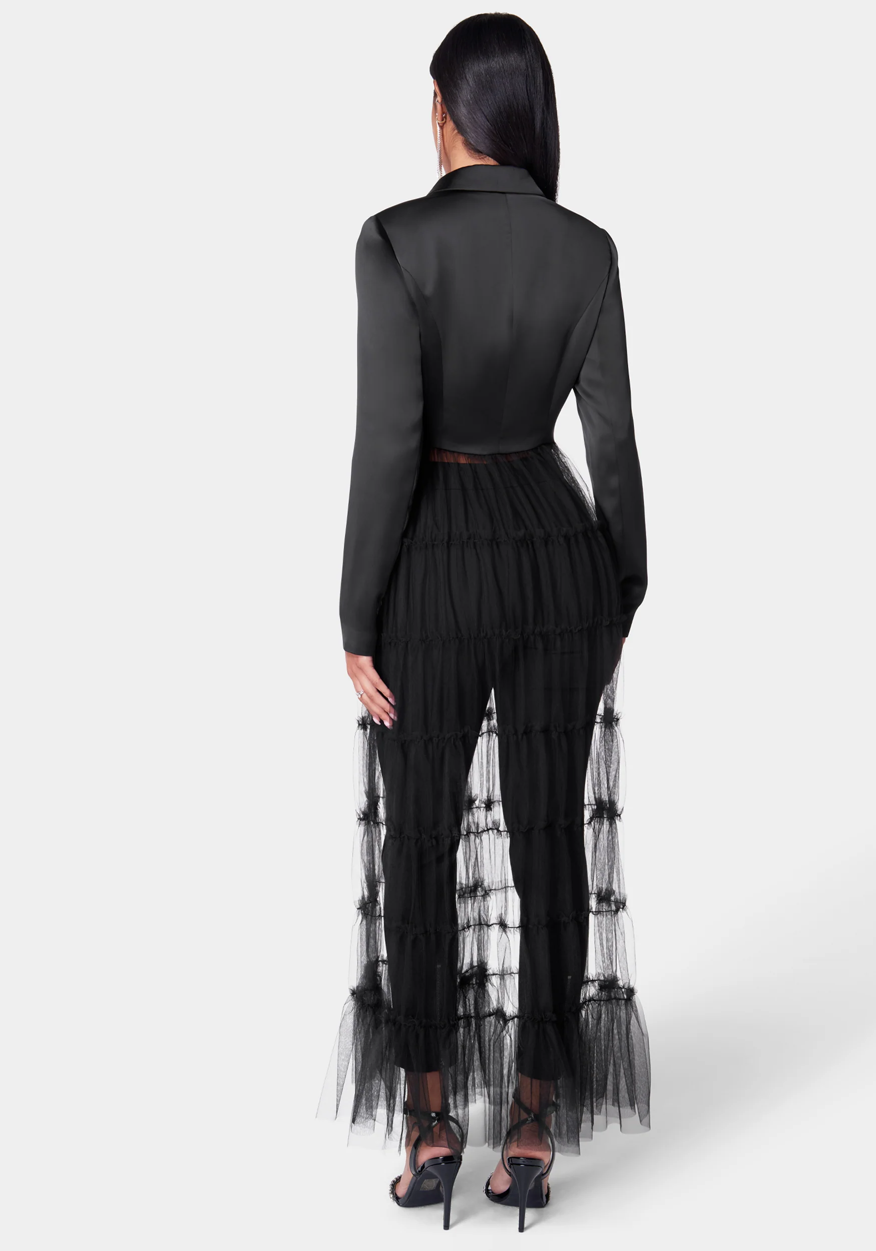Satin Tailored Jacket With Tulle Hem - Image 3