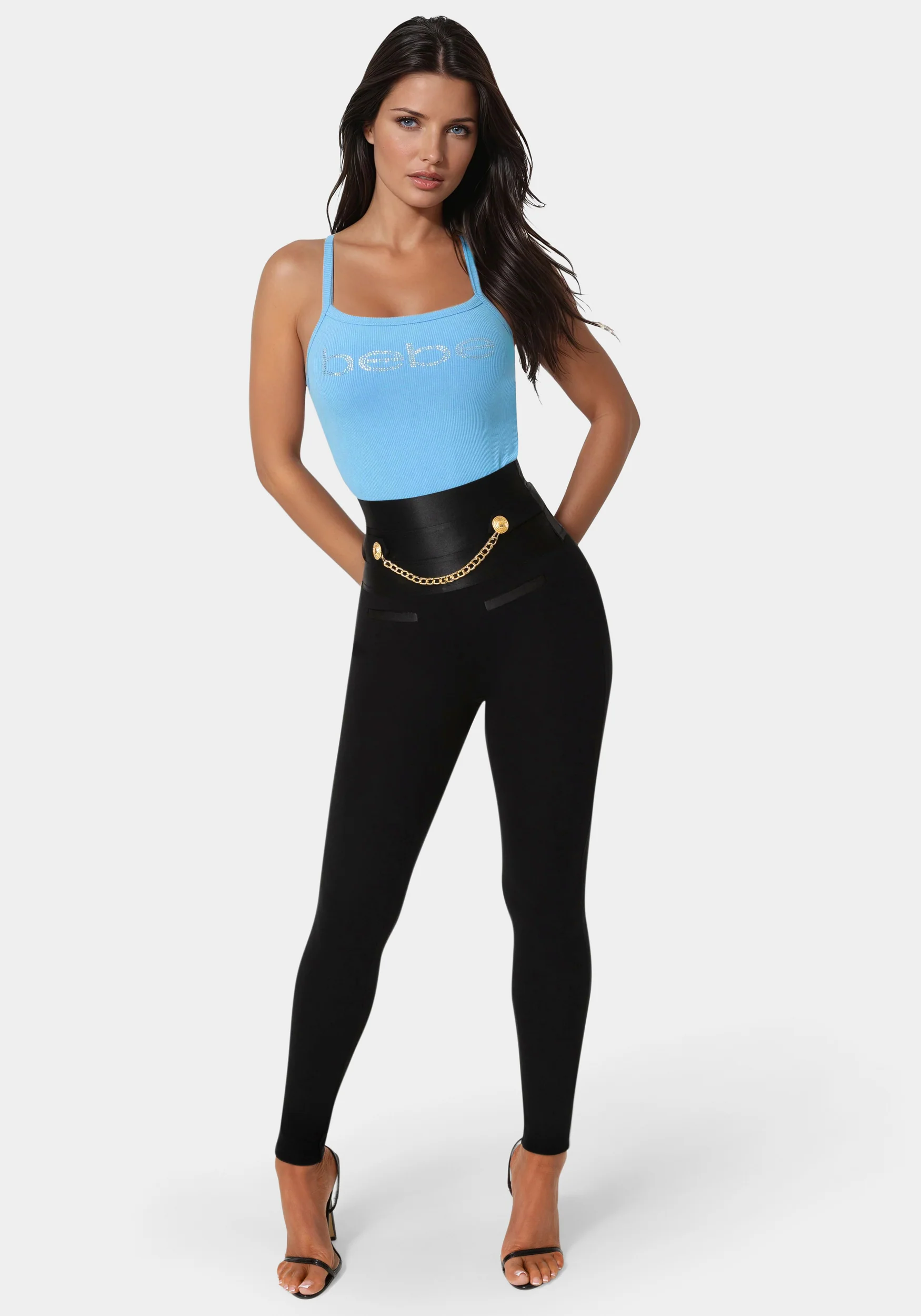 Satiny High Waist Gold Chain Legging - Image 2
